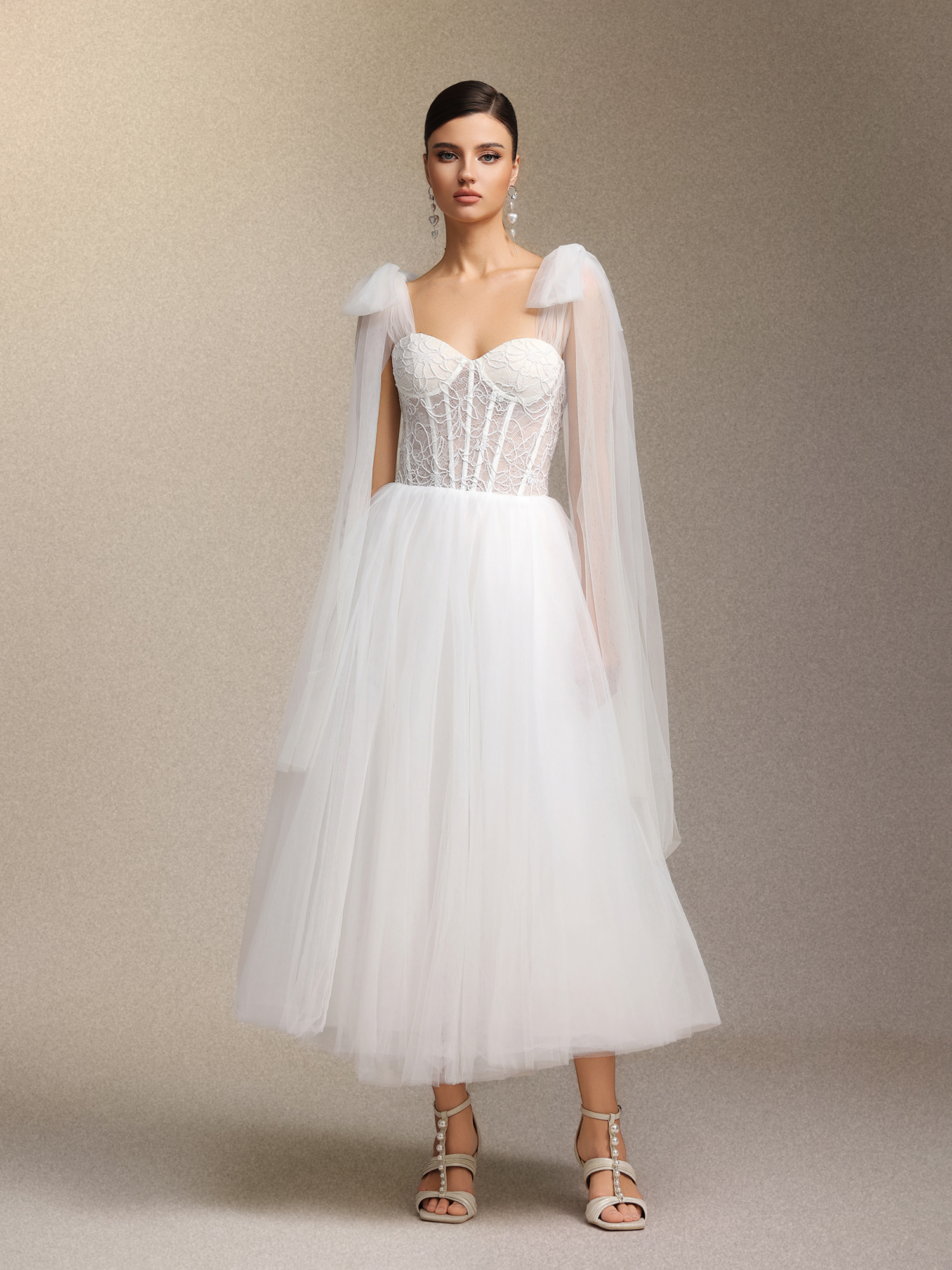 Pamela Lace chiffon midi halter dress