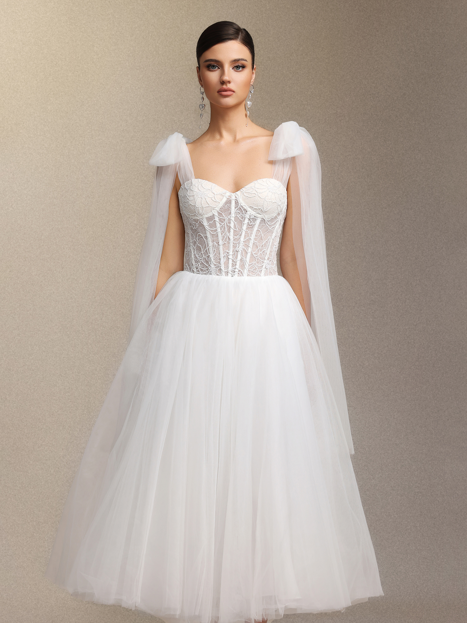 Pamela Lace chiffon midi halter dress