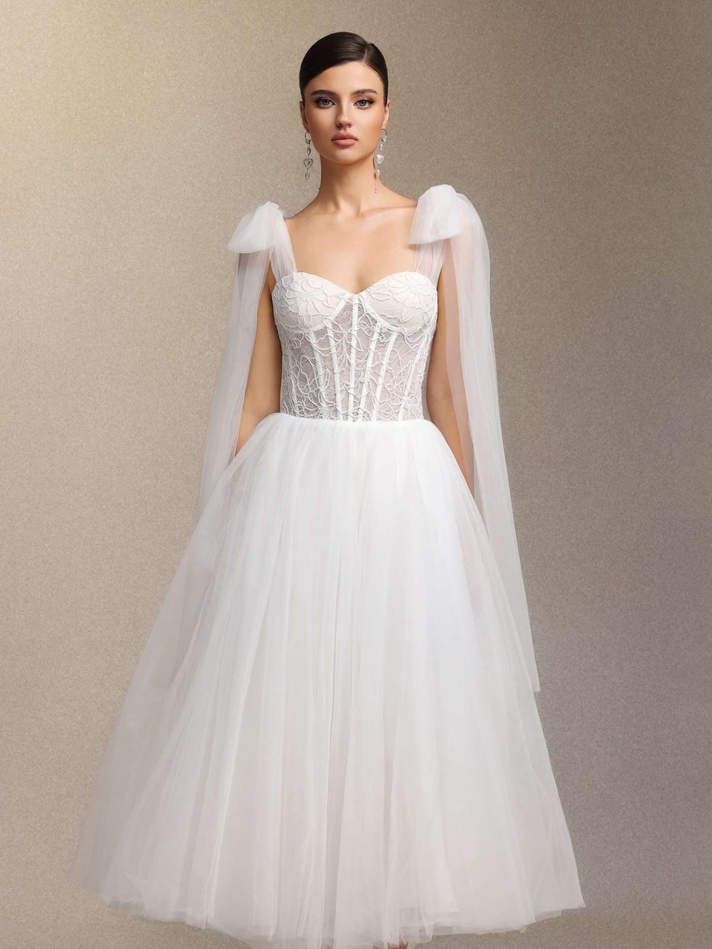 Pamela Lace chiffon midi halter dress