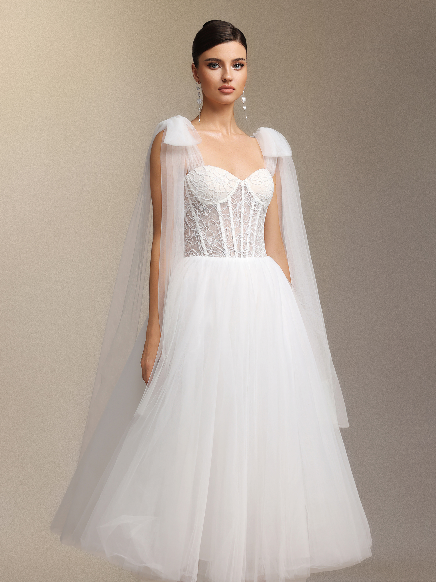 Pamela Lace chiffon midi halter dress