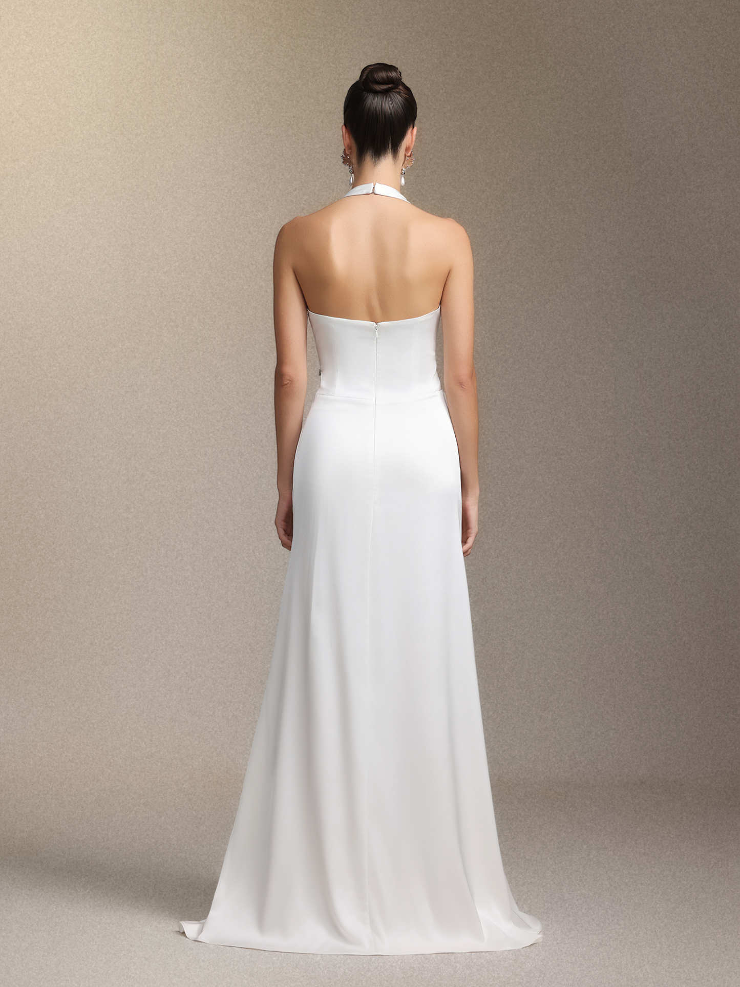 Salla Ruthie  Halter-neck three-dimensional flower ruffled cinched waist maxi dress