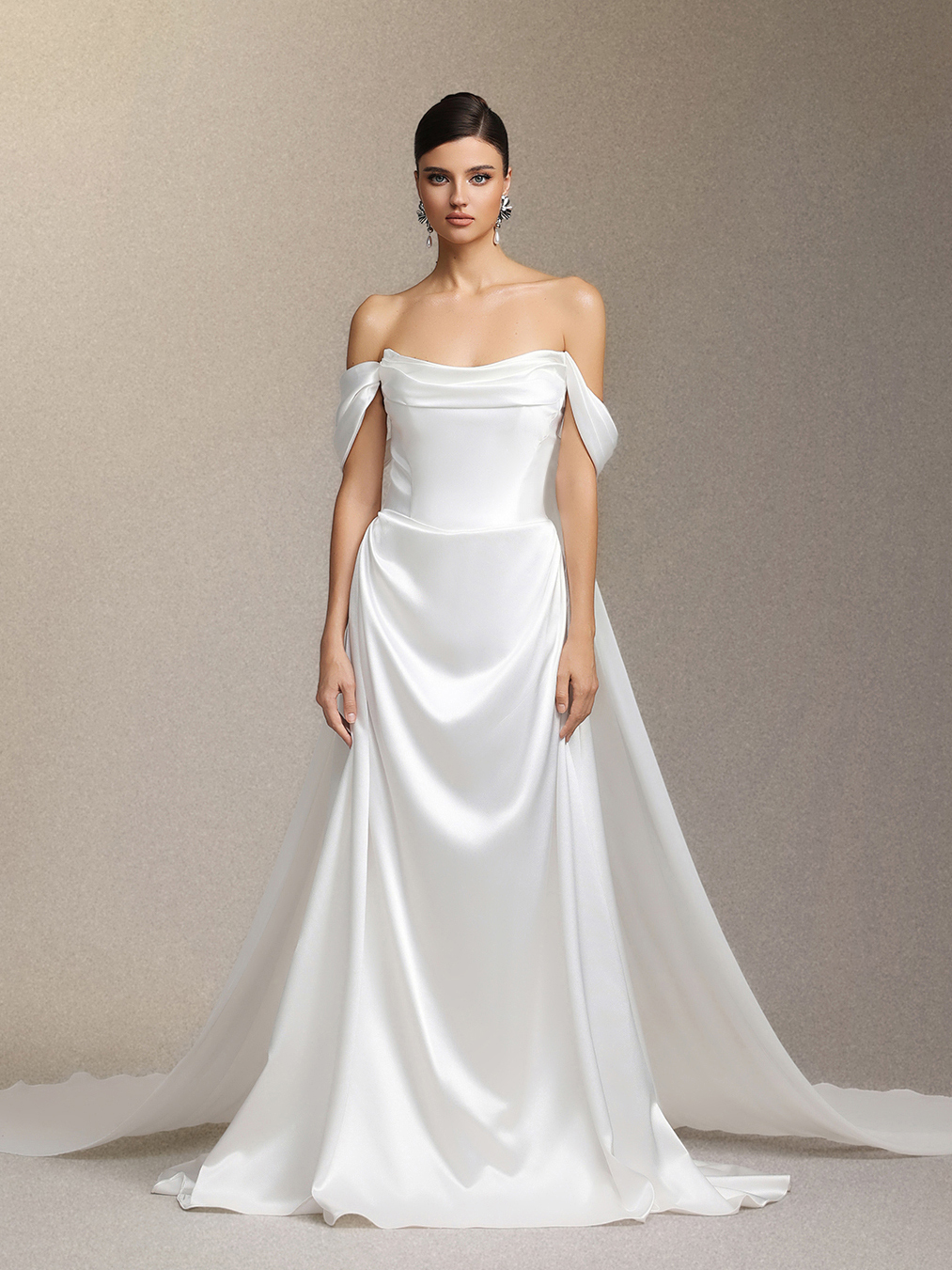 Edith One-shoulder slimming maxi wedding dress