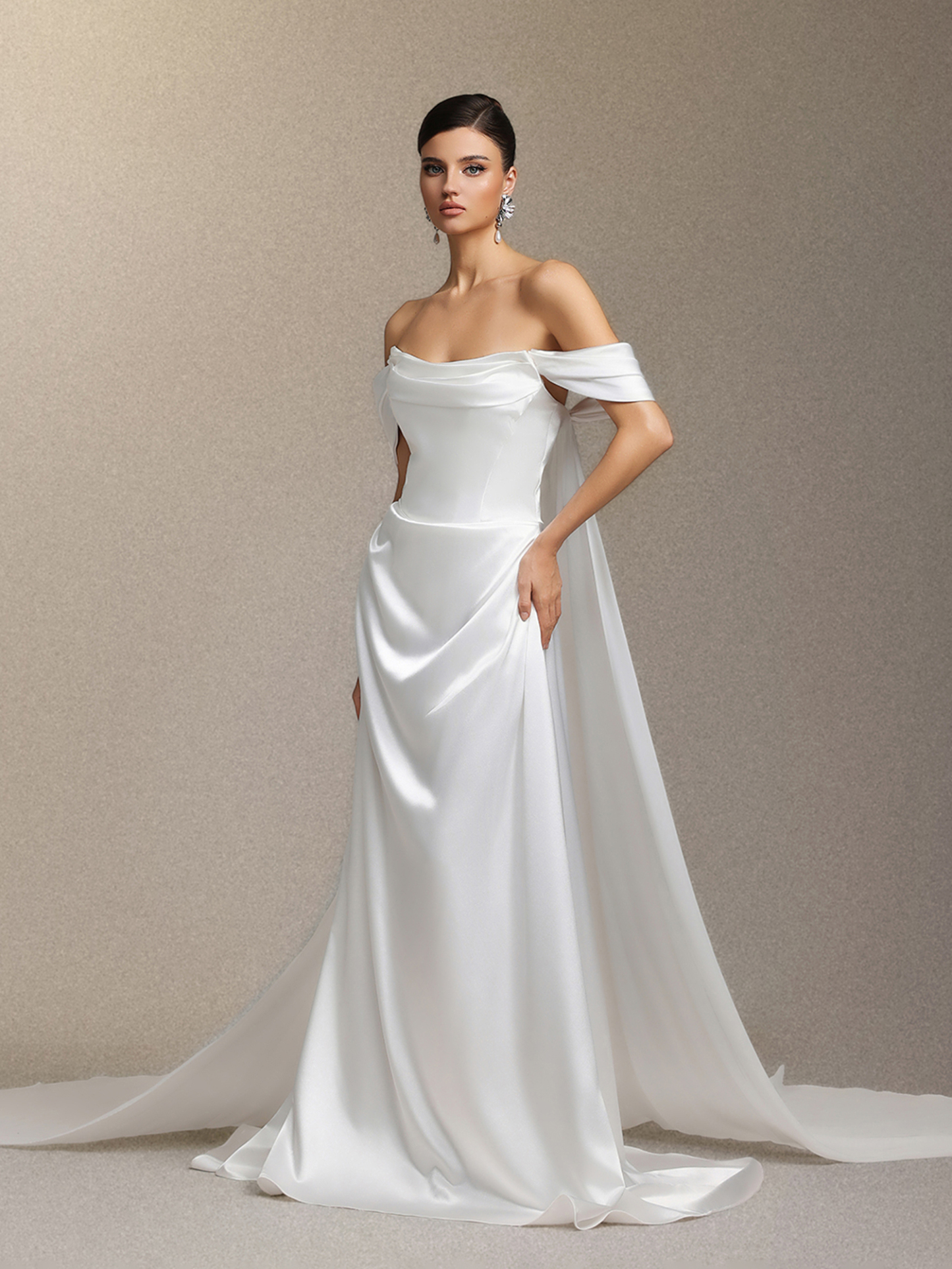 Edith One-shoulder slimming maxi wedding dress