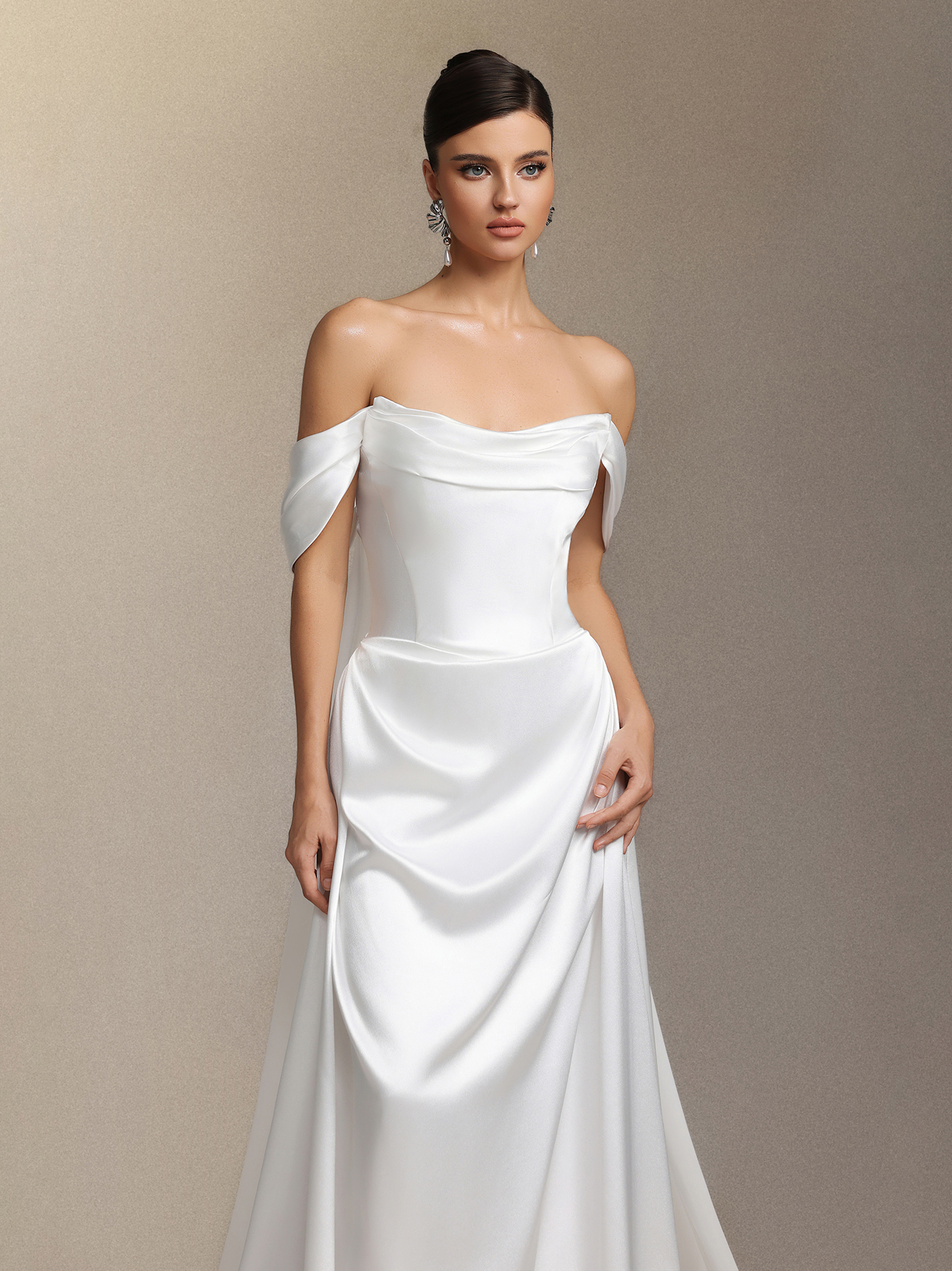 Edith One-shoulder slimming maxi wedding dress