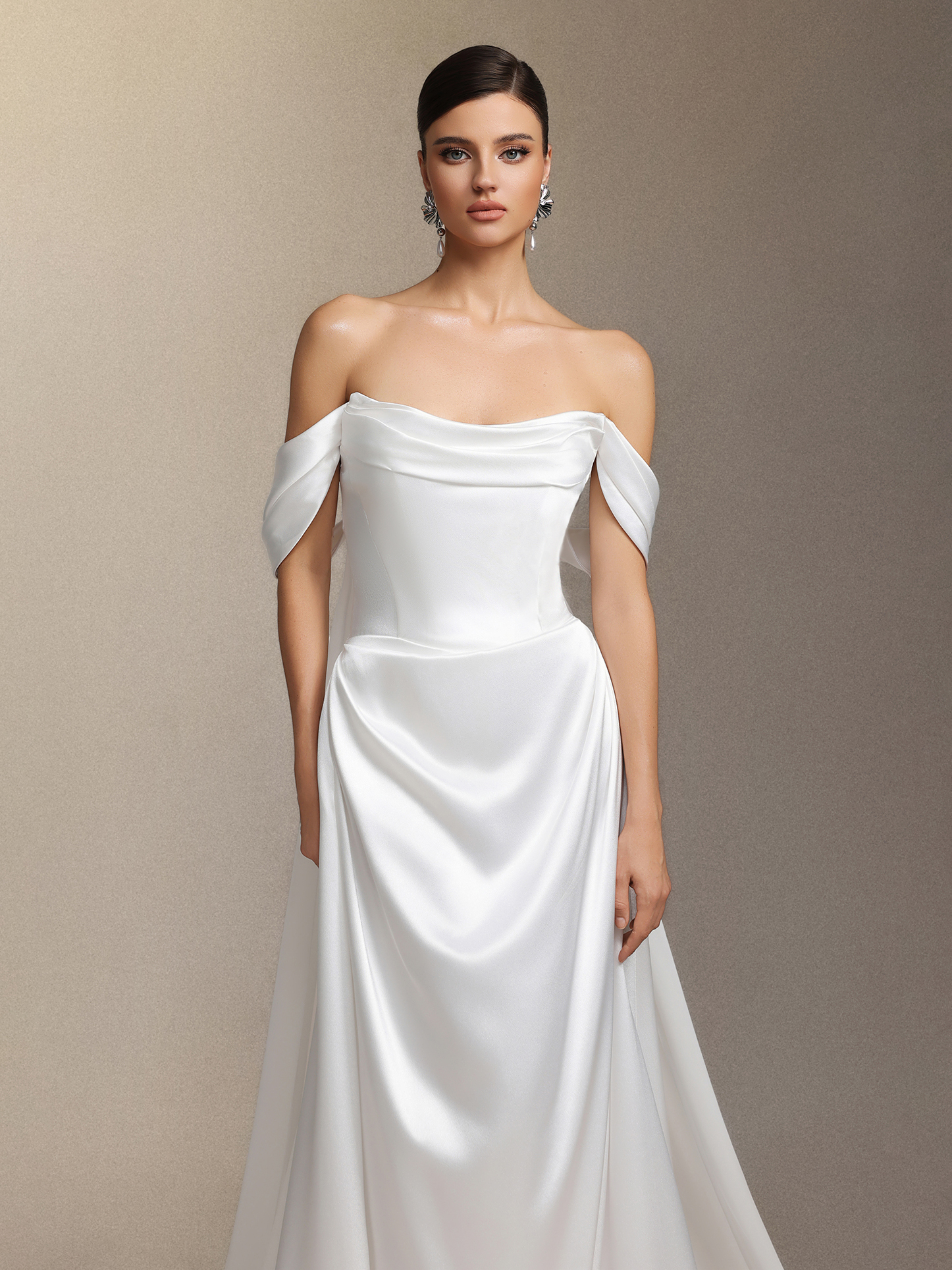 Edith One-shoulder slimming maxi wedding dress