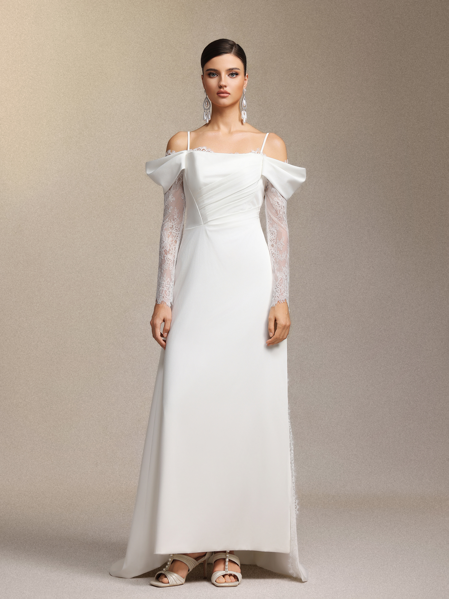 Lexi Off-The-Shoulder Lace Slit Maxi Dress