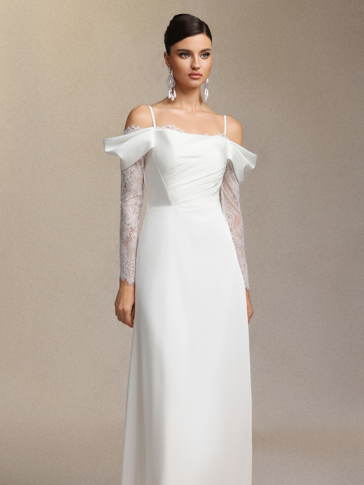 Lexi Off-The-Shoulder Lace Slit Maxi Dress