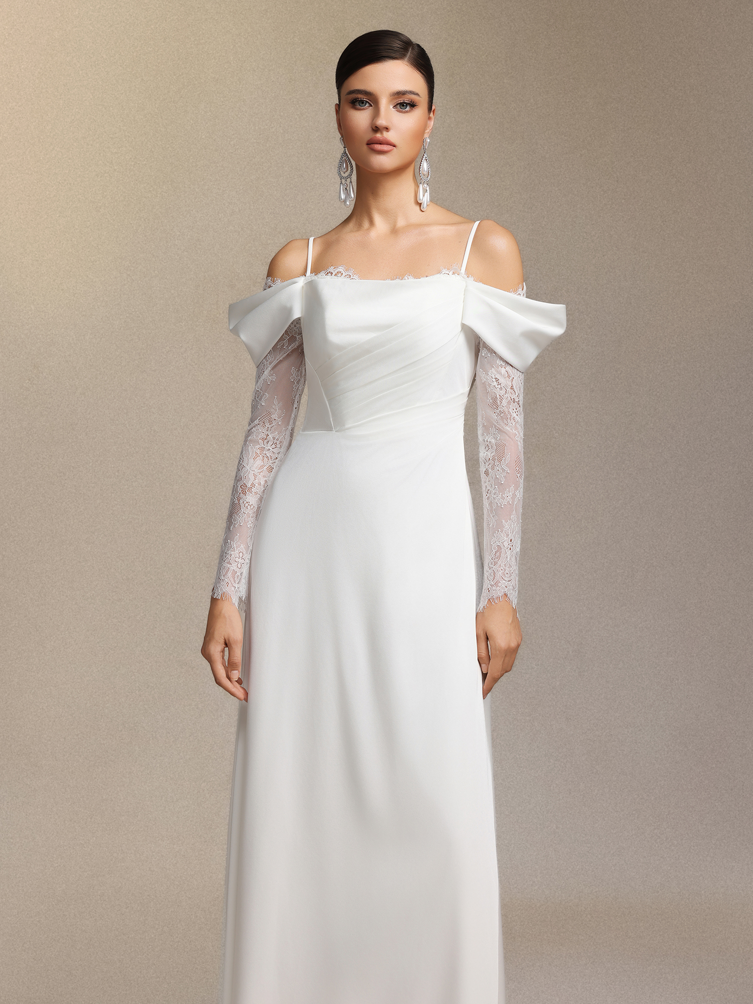 Lexi Off-The-Shoulder Lace Slit Maxi Dress