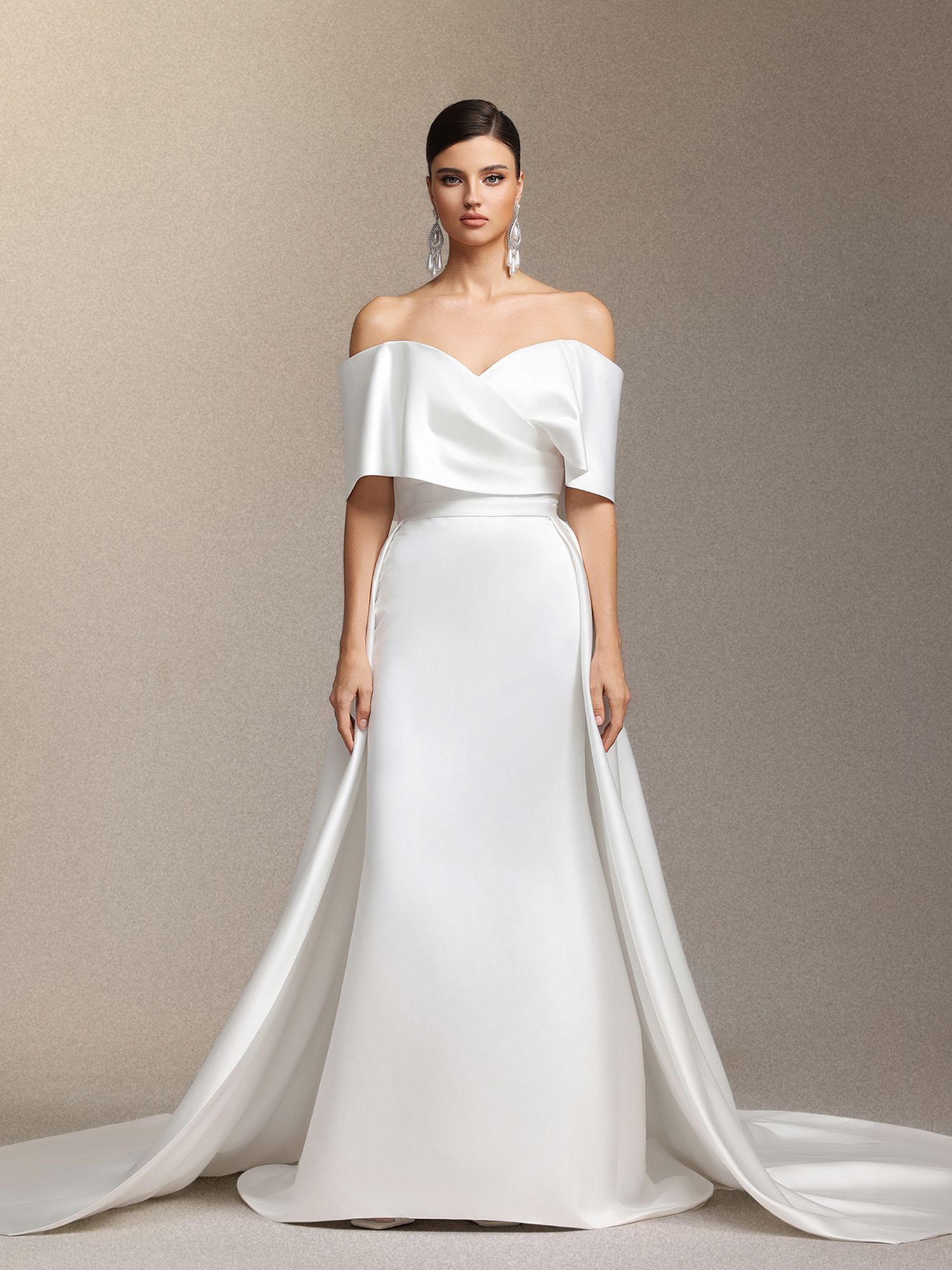Quinta off-shoulder fish tail maxi wedding dress – Bellabarnett