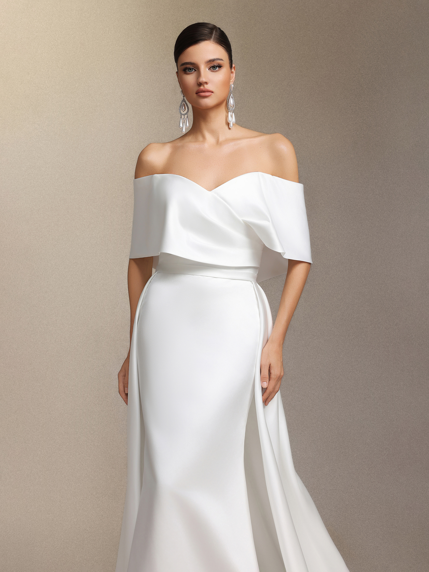 Quinta One-shoulder fish tail maxi wedding dress