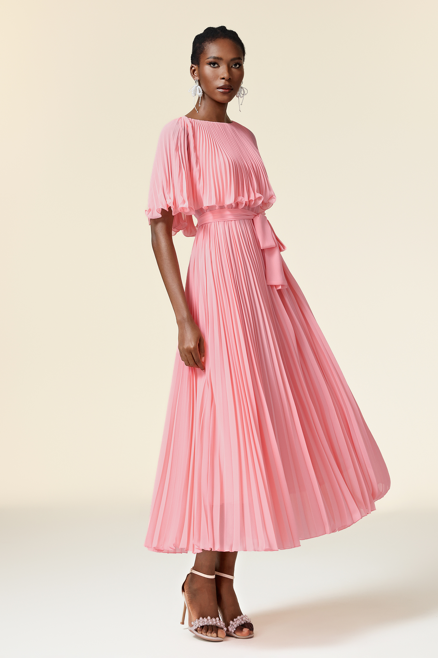 Doreen Round Neck Folds Maxi Dress