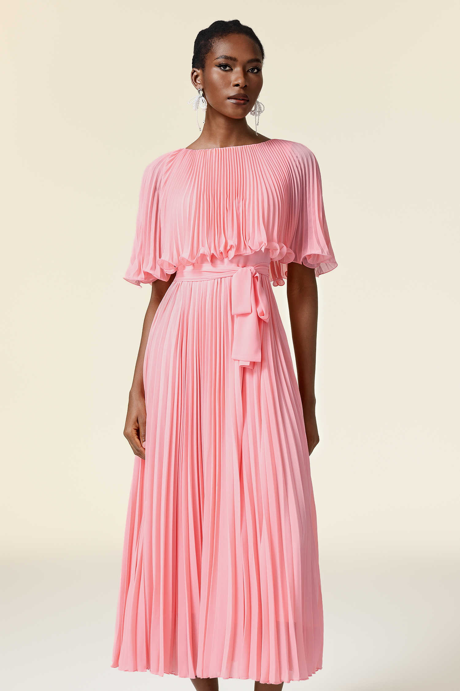 Doreen Round Neck Folds Maxi Dress