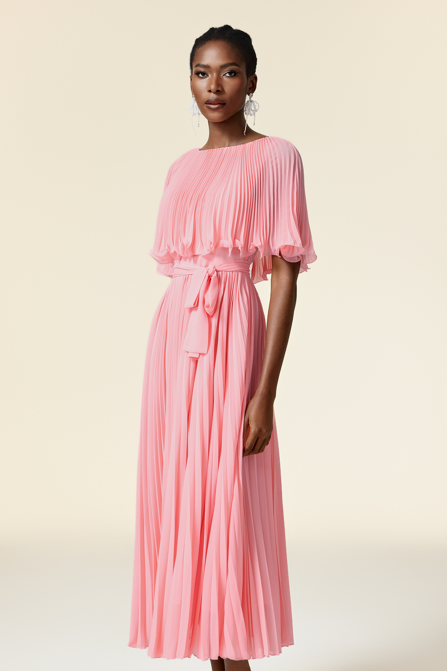 Doreen Round Neck Folds Maxi Dress