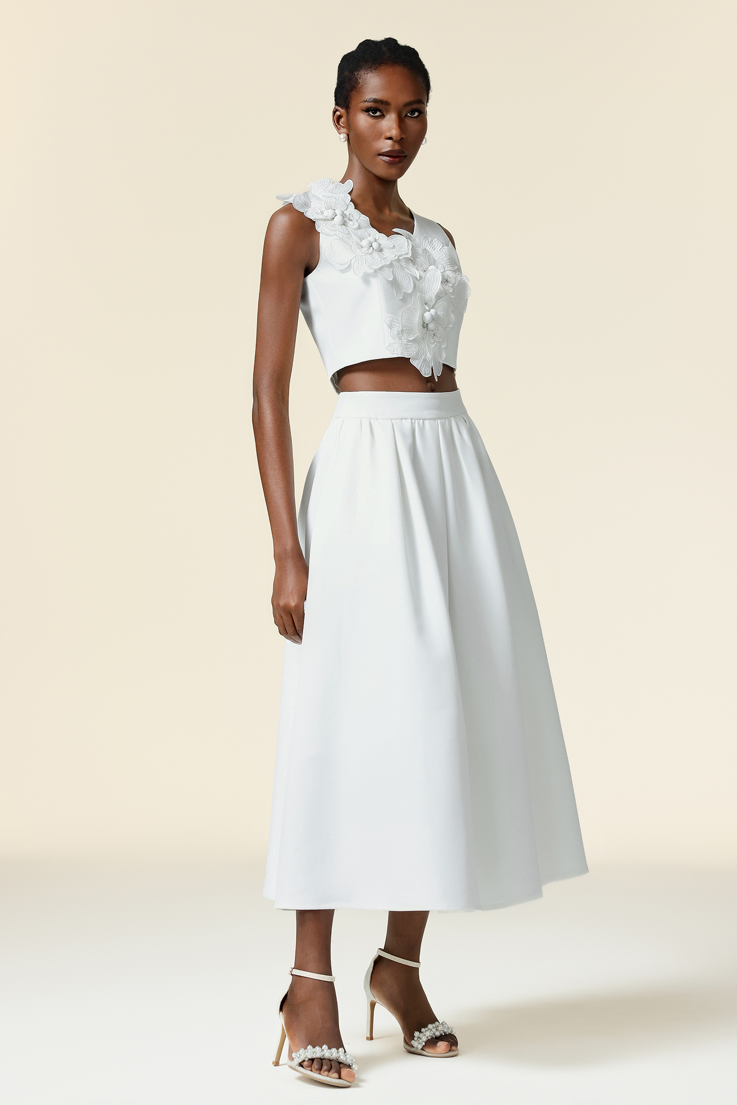 Noah V-Neck Sleeveless Flowers Top And Skirt Two-Piece Set