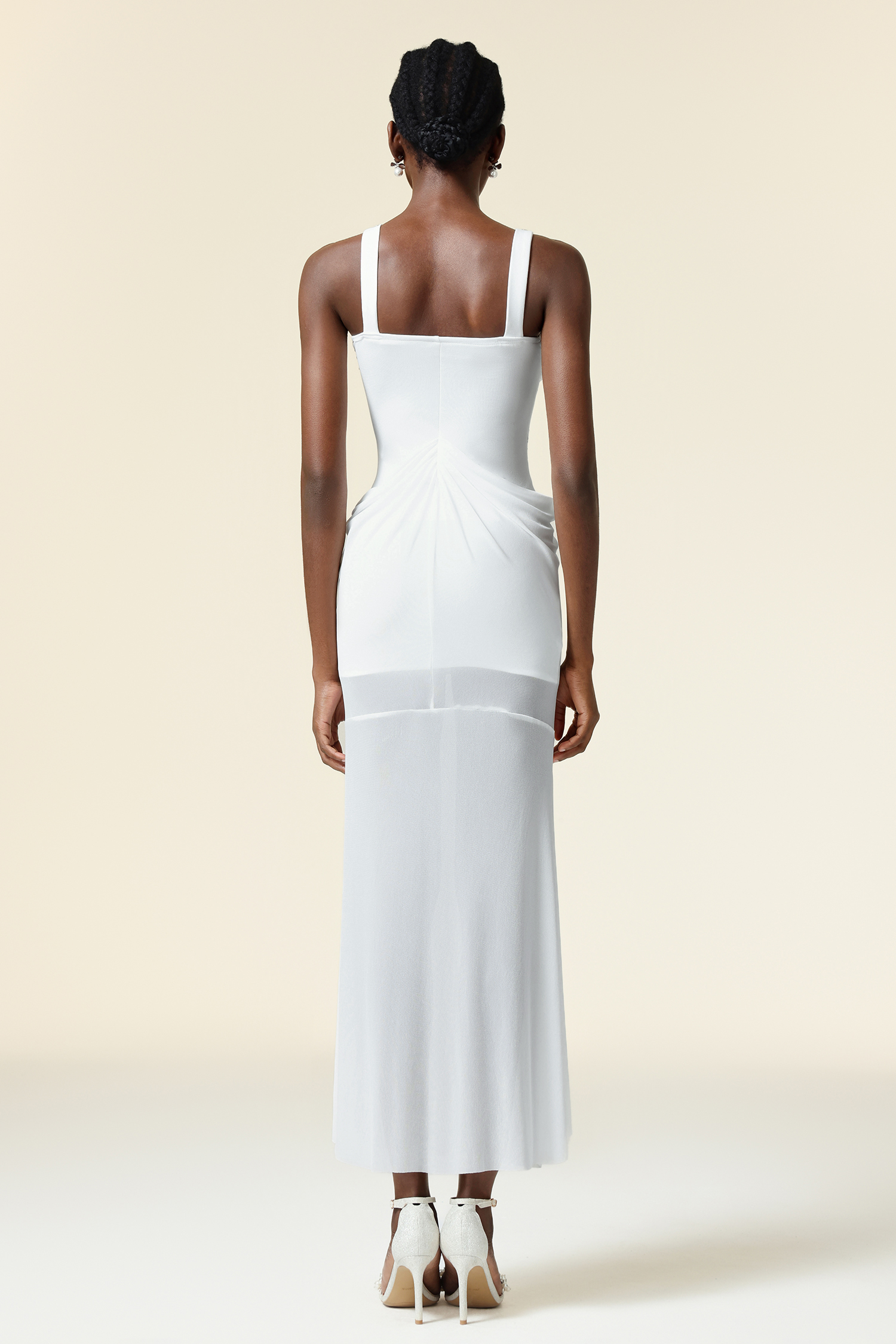 Kaona Sleeveless Diamond Folds Maxi Dress