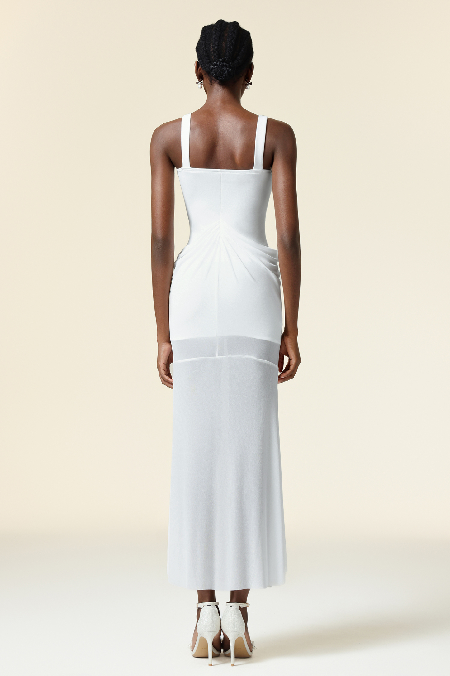 Kaona Sleeveless Diamond Folds Maxi Dress