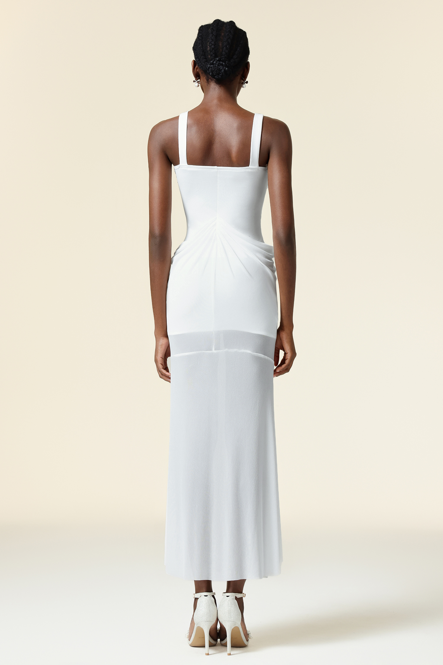 Kaona Sleeveless Diamond Folds Maxi Dress