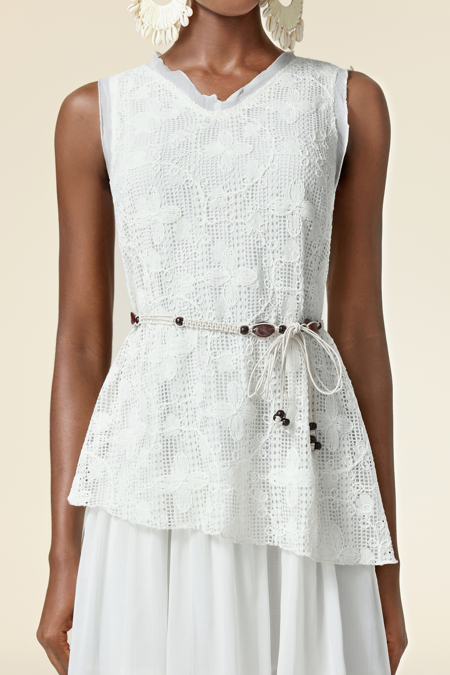 Edie V-Neck Lace Folds Midi Dress