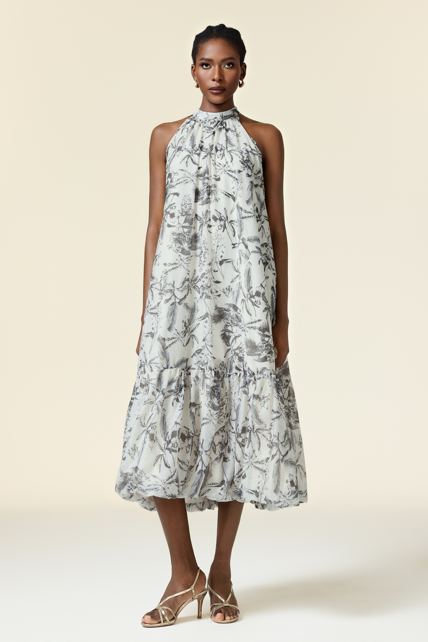 Florelle Sleeveless Flower Printed Midi Dress