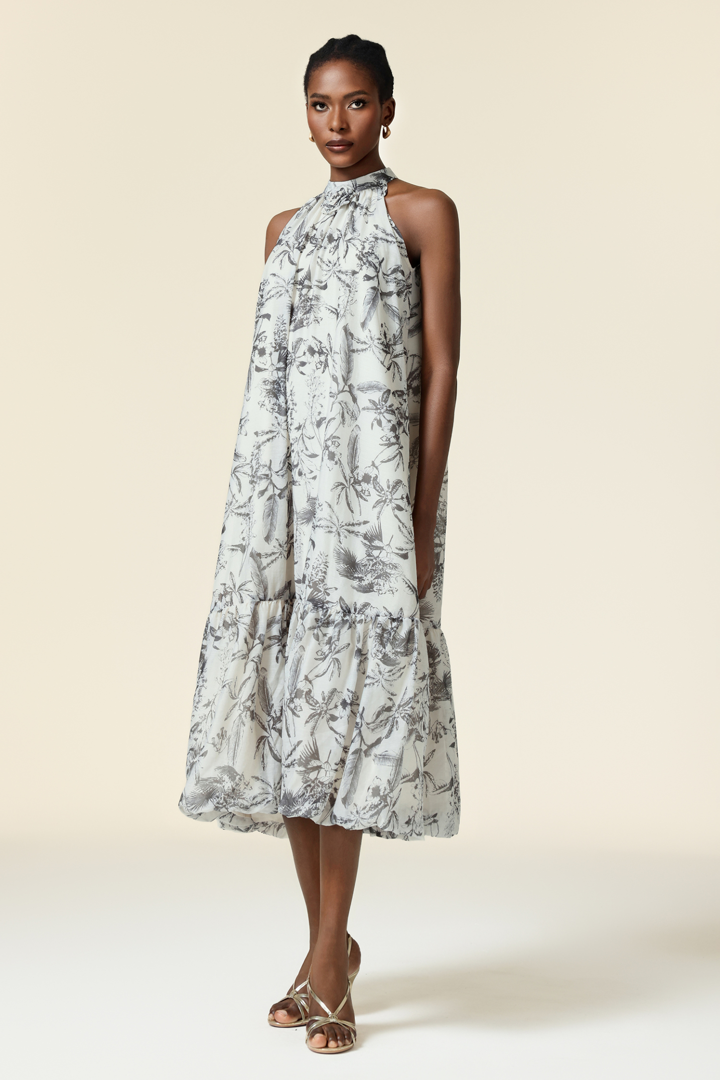 Florelle Sleeveless Flower Printed Midi Dress