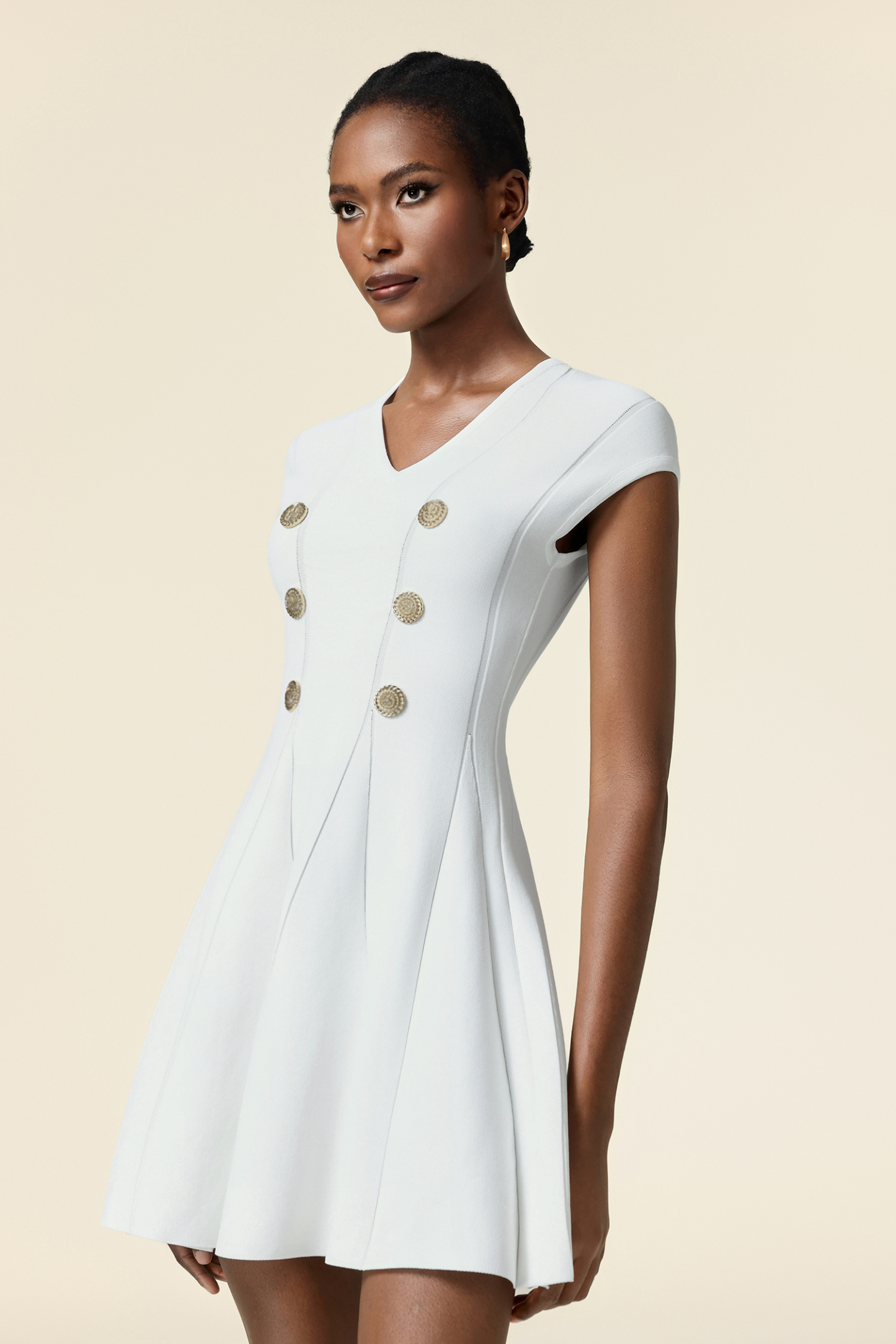 Zuelia Short Sleeves V Neck Mini Dress