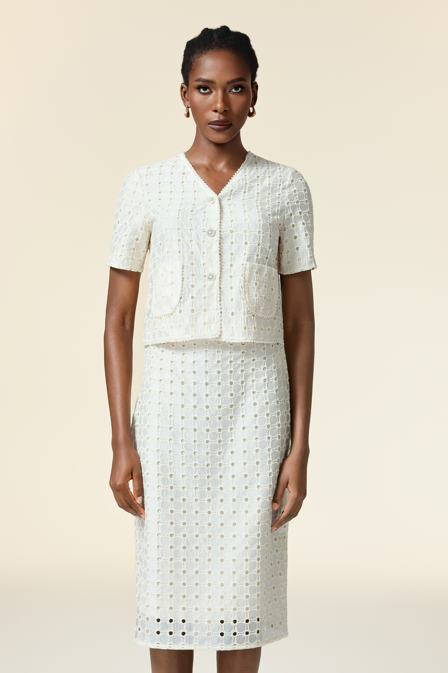 Toto V-Neck Short Sleeves Top And Skirt Two-Piece Set