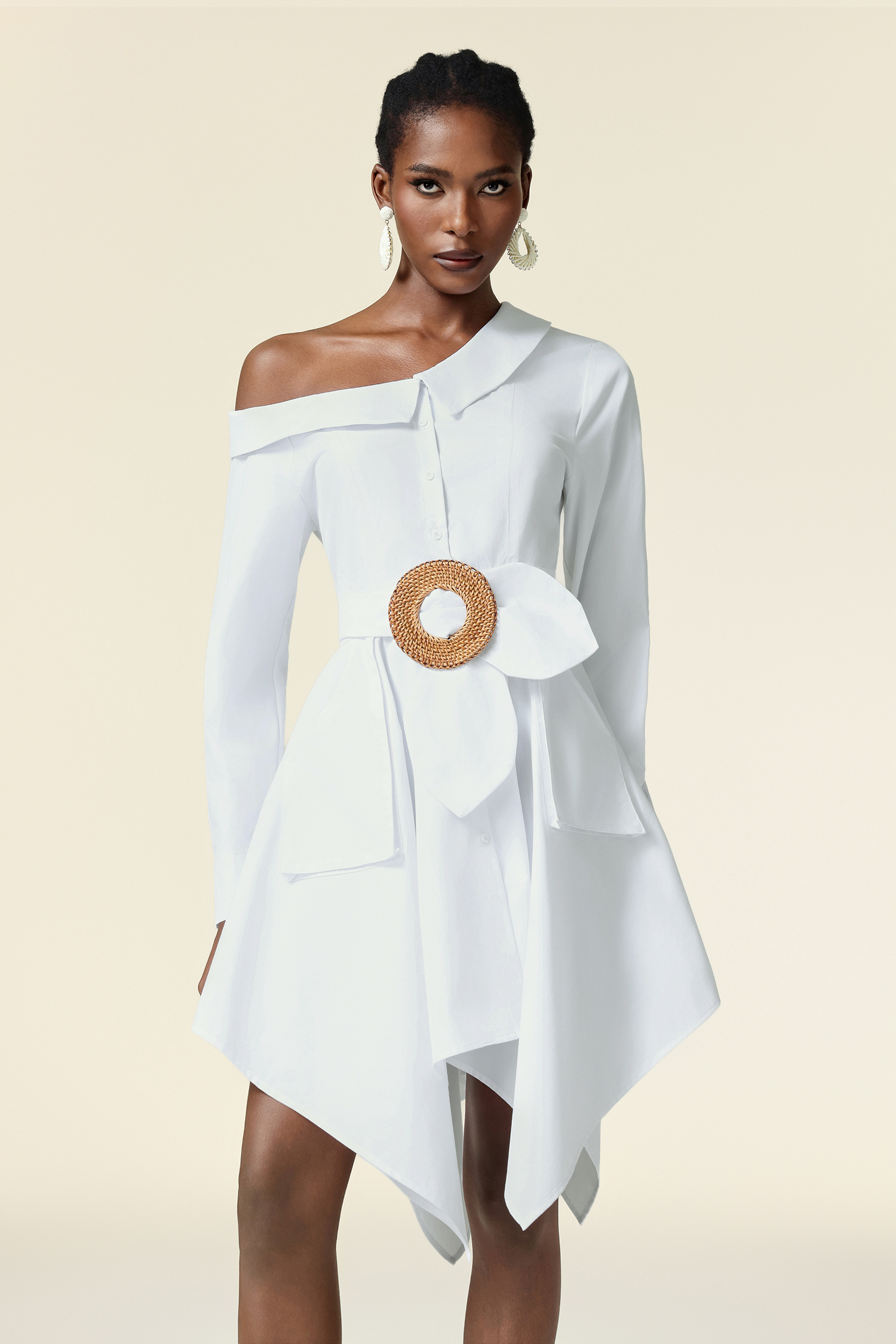 Xynia Long Sleeves Asymmetric Mini Dress