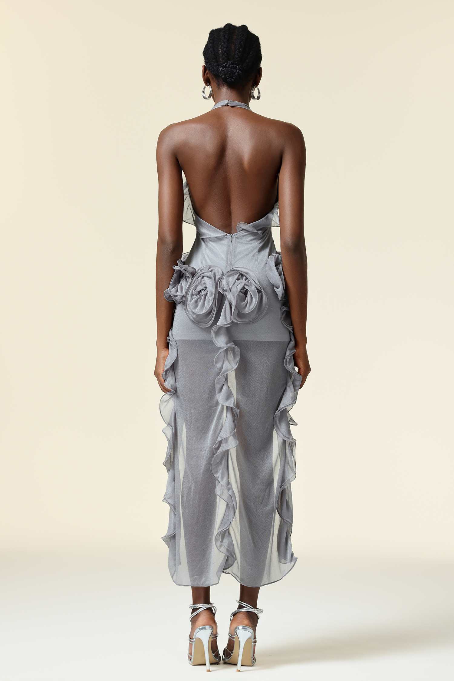 Pelosy Flowers Asymmetric Folds Streame Mini Dress