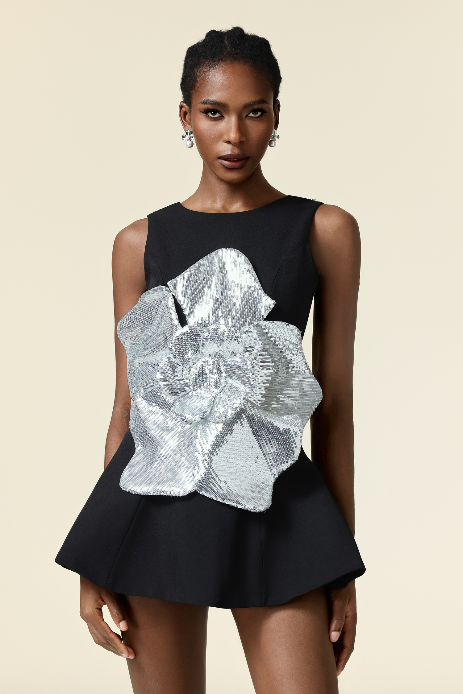O Kerta Sleeveless Flowers Sequin Mini Dress – Bellabarnett