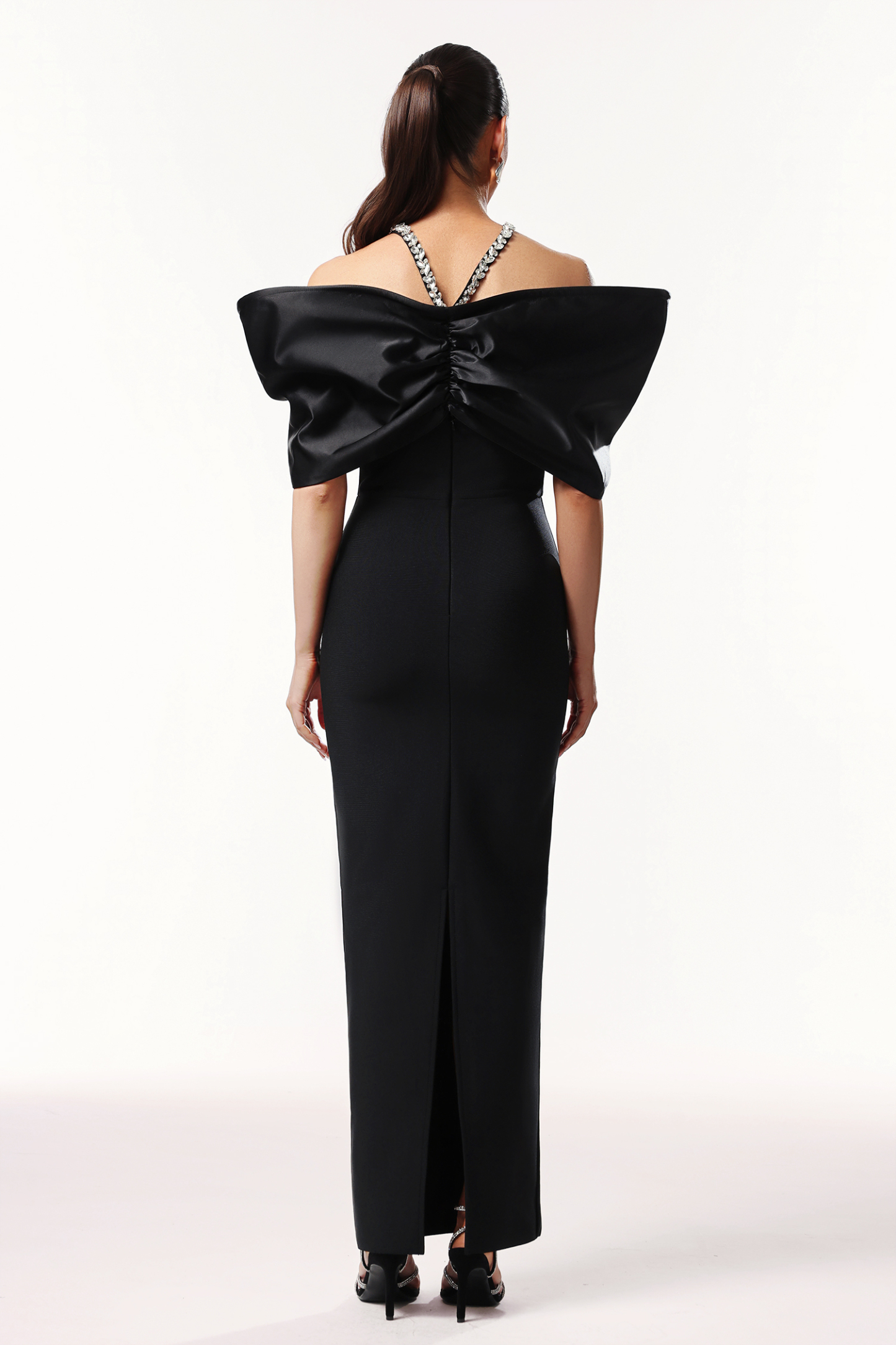 Tenley Halter Off The Shoulder Diamond Bandage Maxi Dress