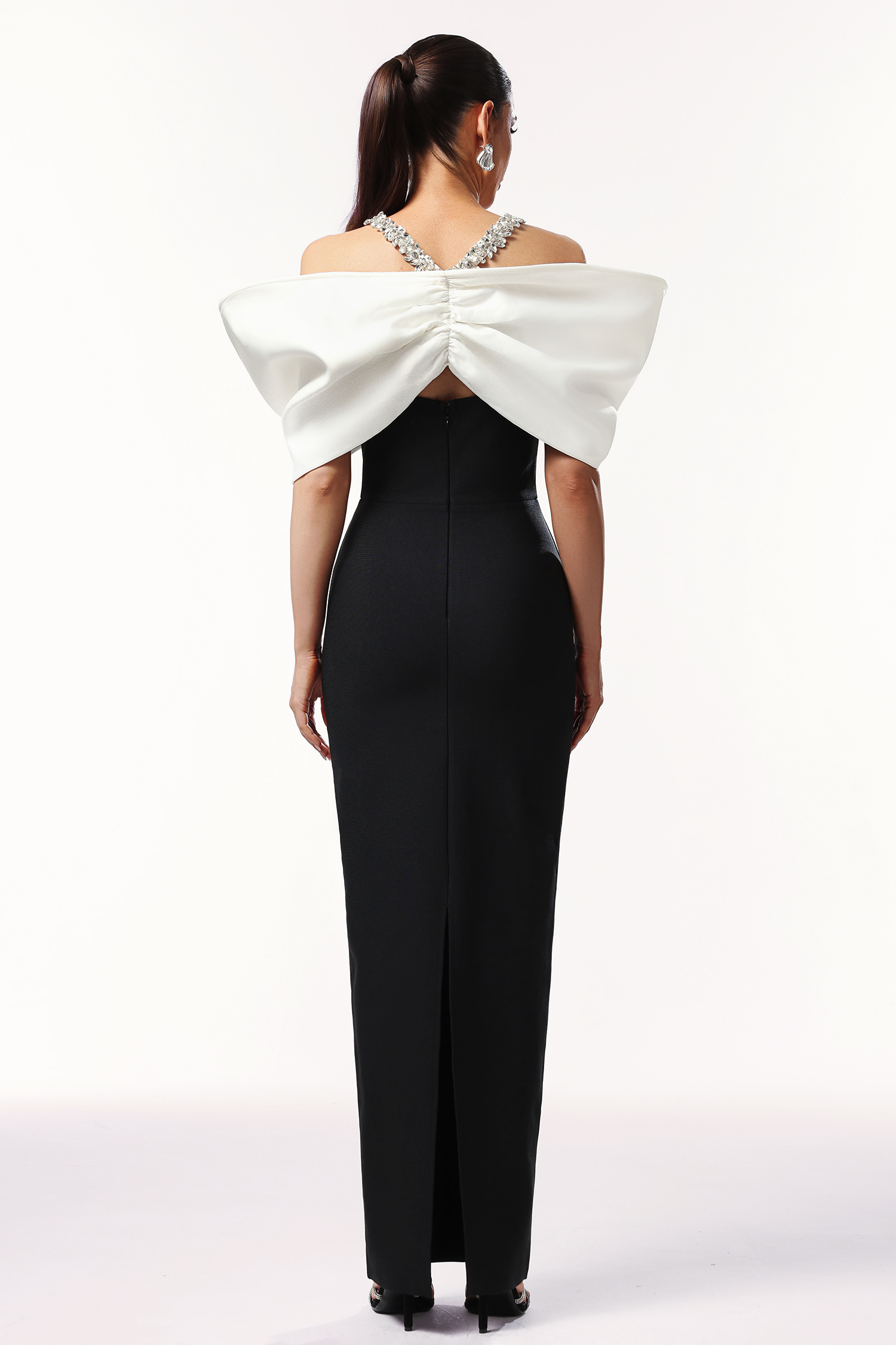 Lucifa Halter Sleeveless Bow Diamond Ribbon Bandage Maxi Dress