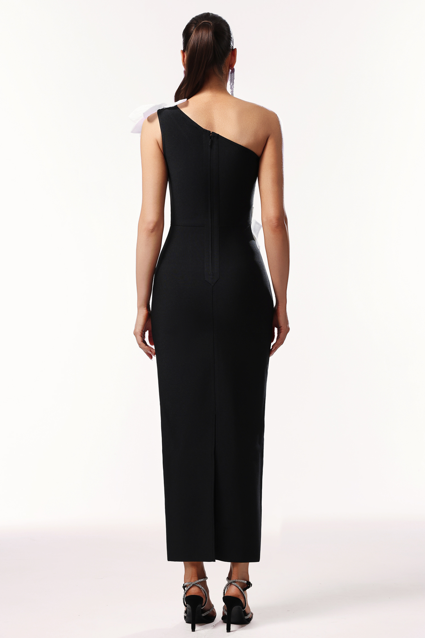 Lala One Shoulder Sleeveless Flower Bandage Maxi Dress