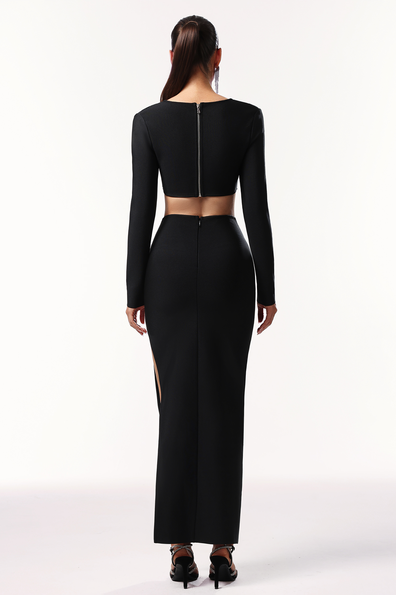 Susan Long Sleeves Hollow Out Butterfly Bandage Maxi Two-Piece Set