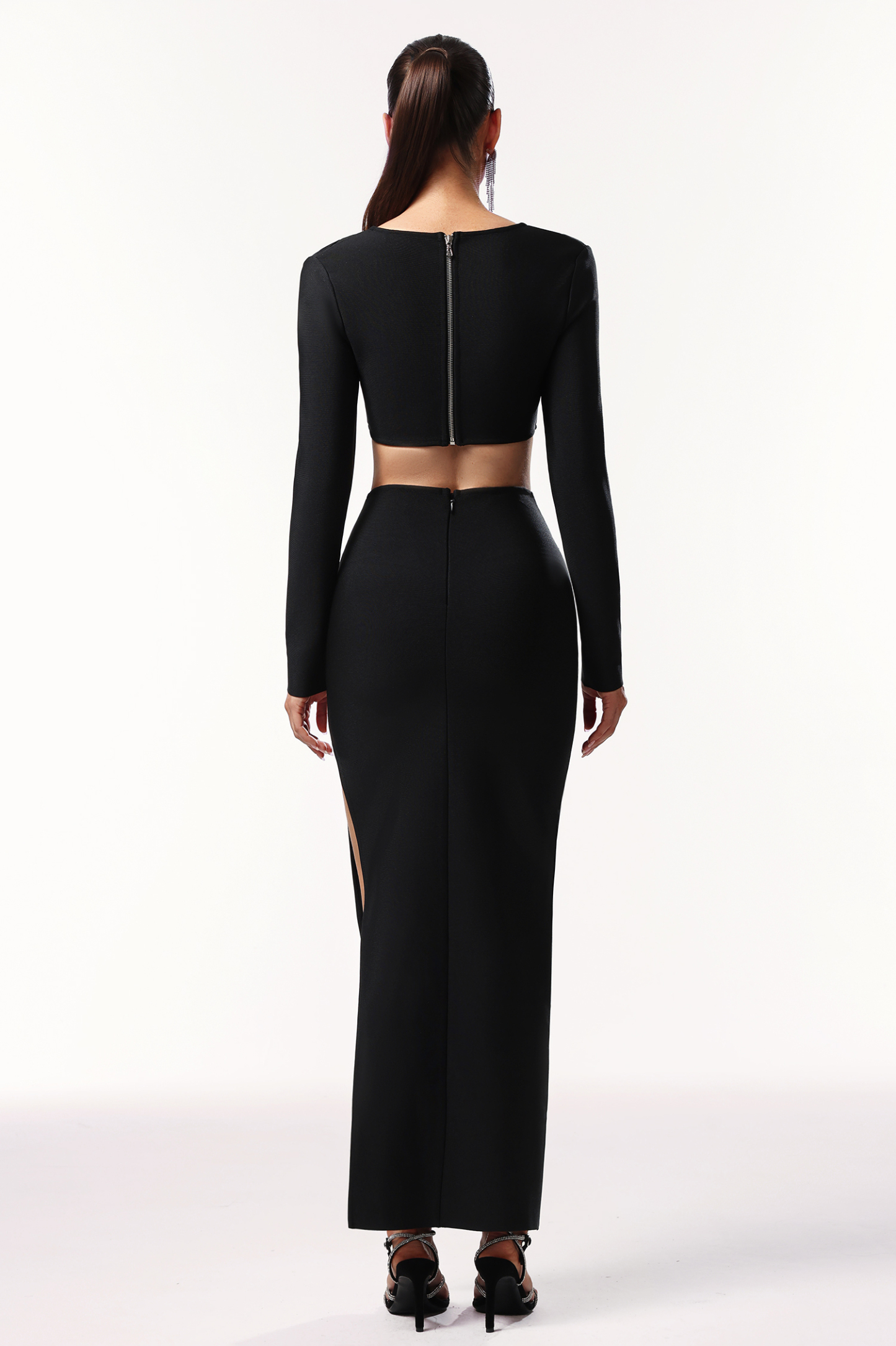 Susan Long Sleeves Hollow Out Butterfly Bandage Maxi Two-Piece Set