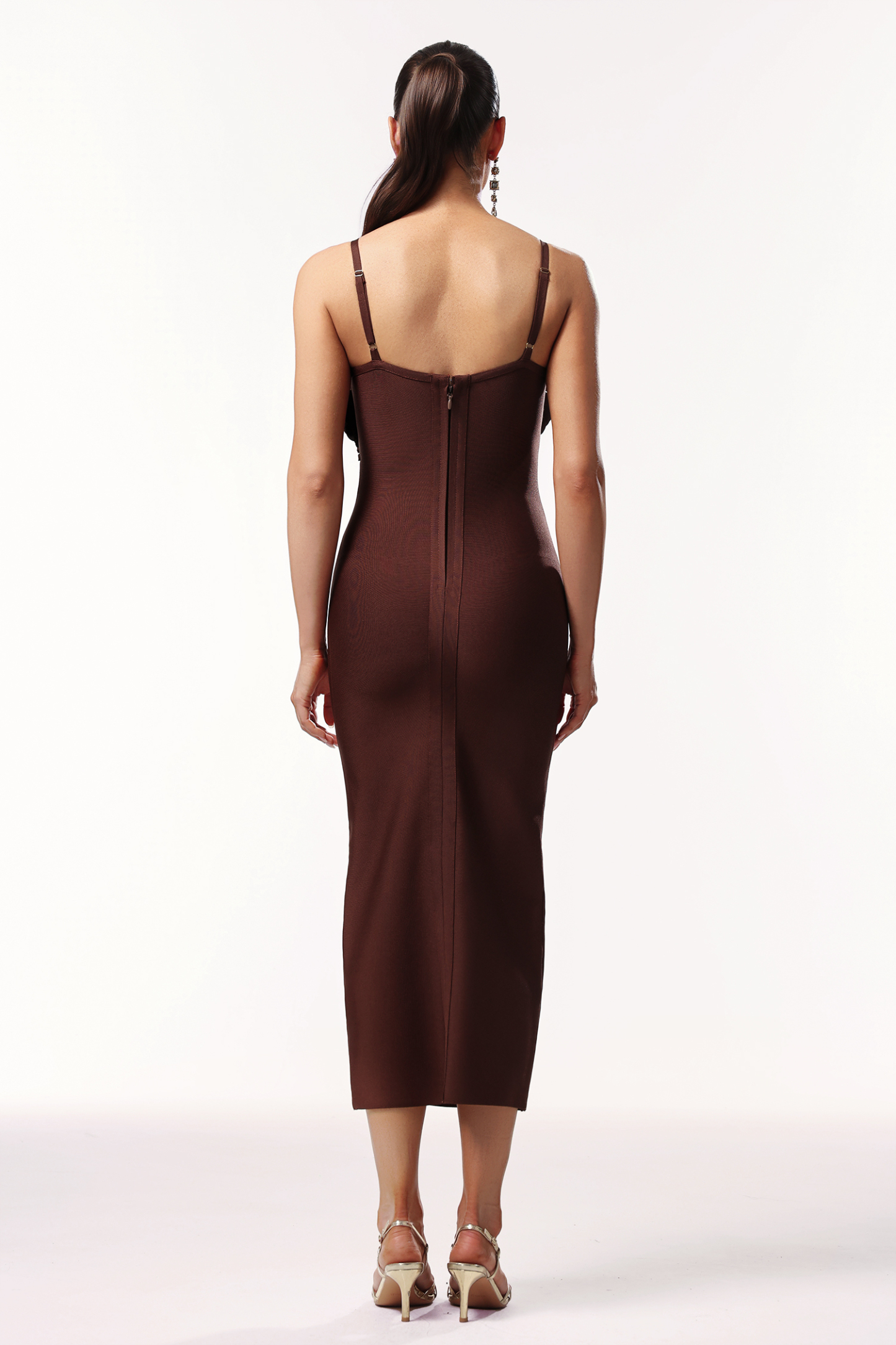 Kila Sleeveless V-Neck Flower Bandage Midi Dress