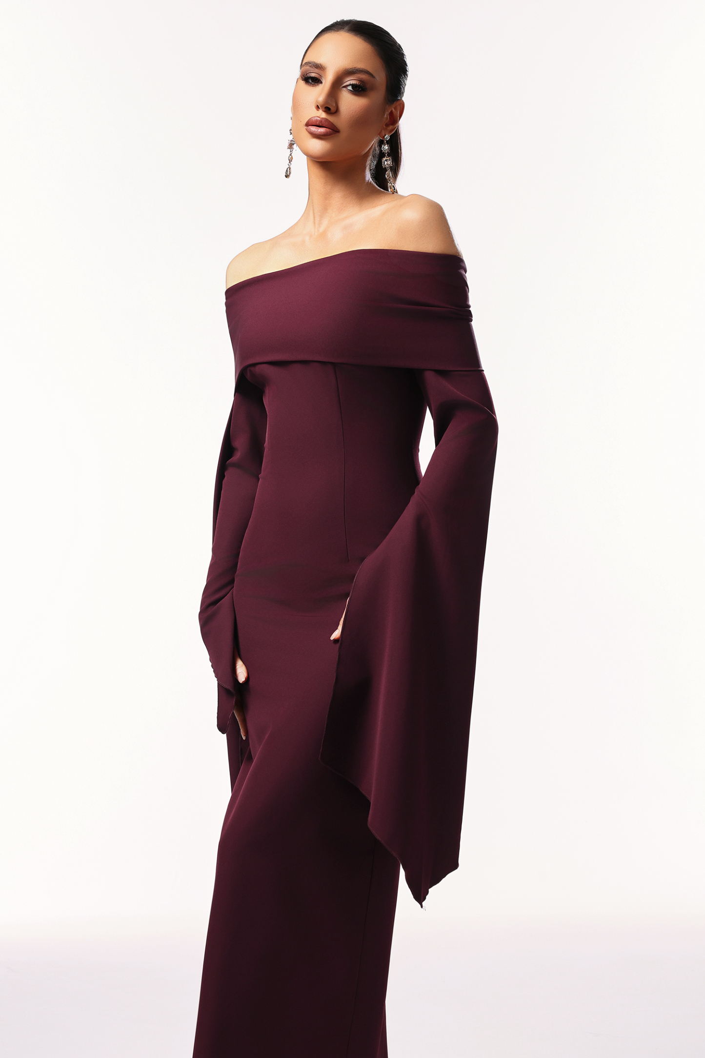 Zaria Off The Shoulder Long Sleeves Maxi Dress