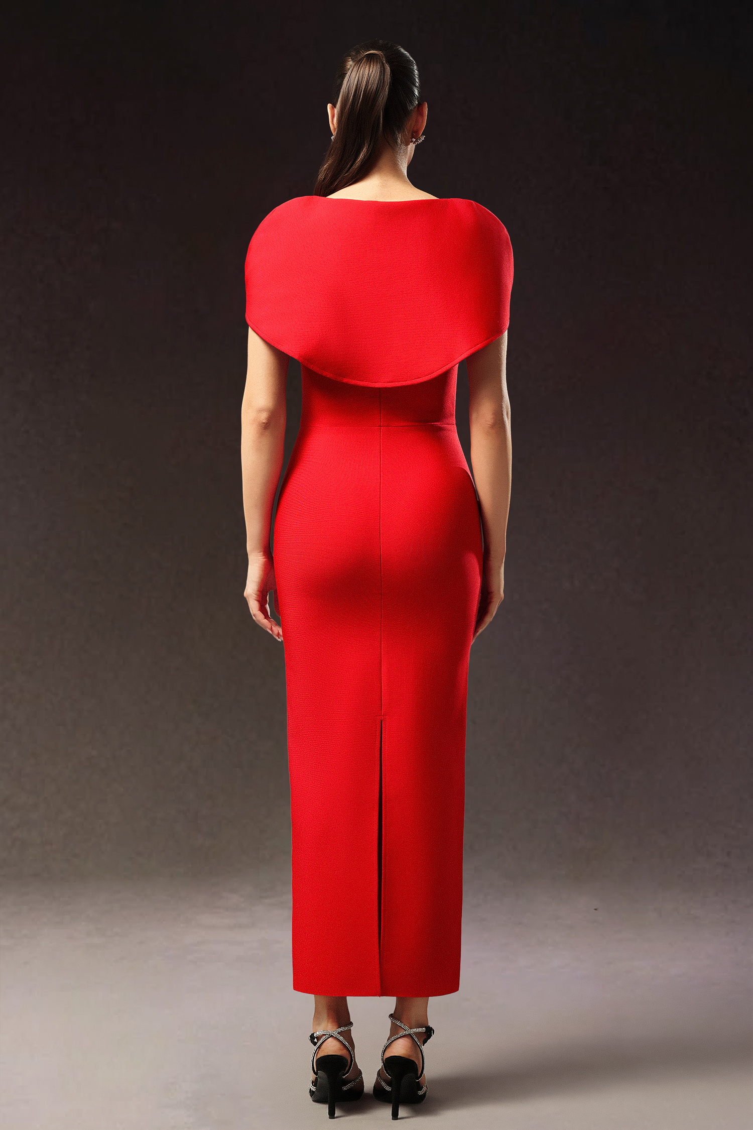 Vali Short Sleeve Square Neckline Split Bandage Maxi Dress