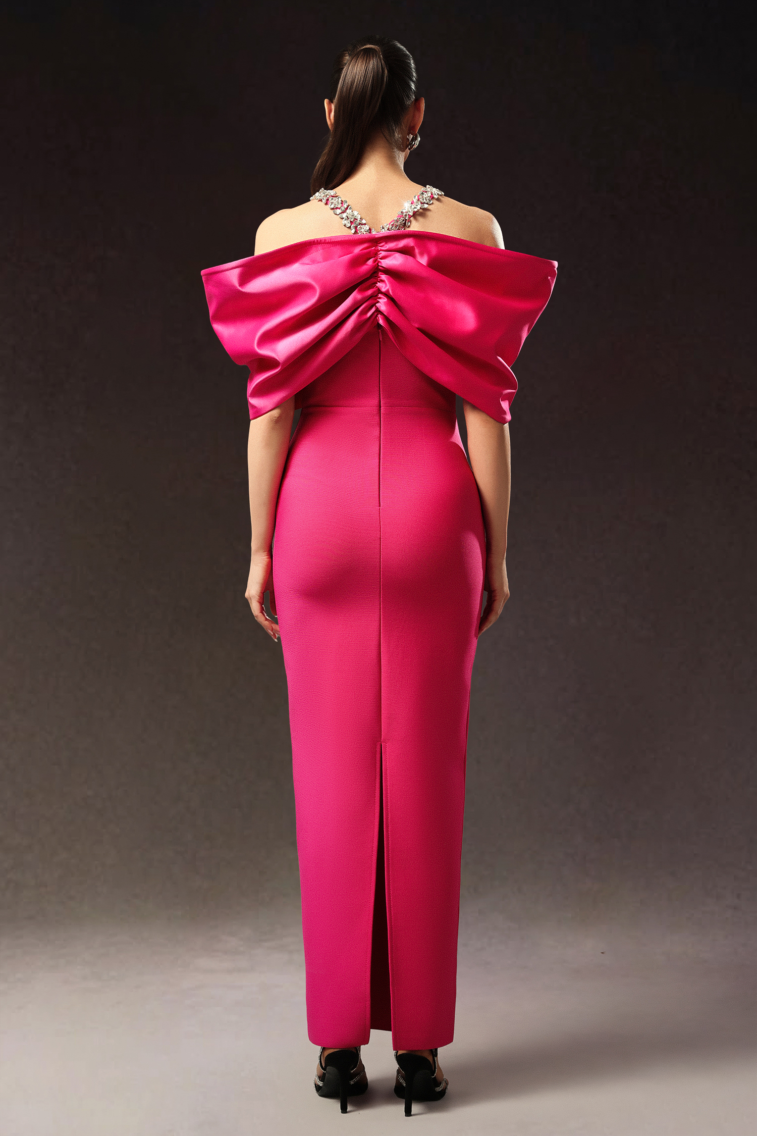 Della Halter Sleeveless Diamond Bow Bandage Maxi Dress