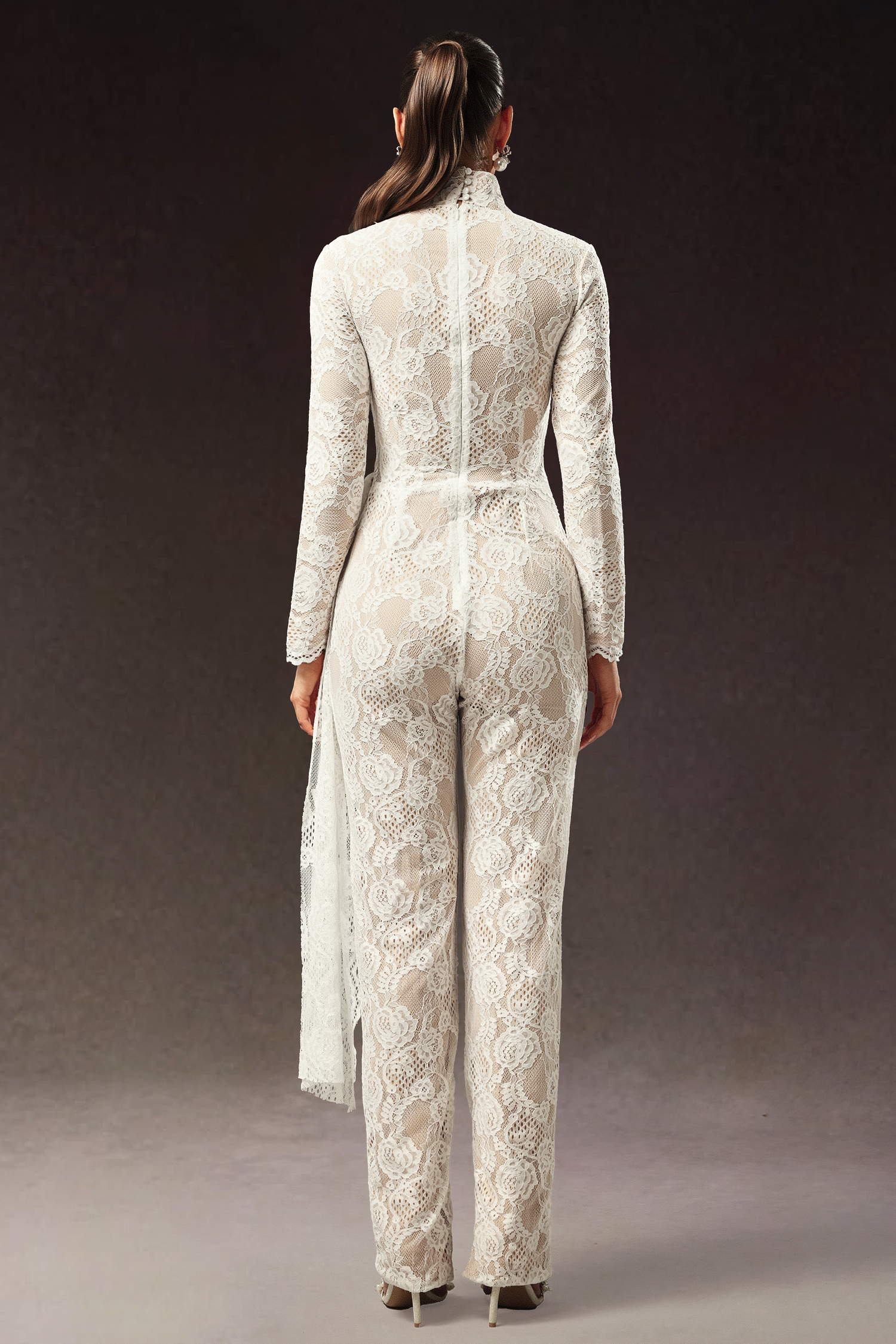 Larry Long Sleeve Lace Ribbon Maxi Jumpsuit