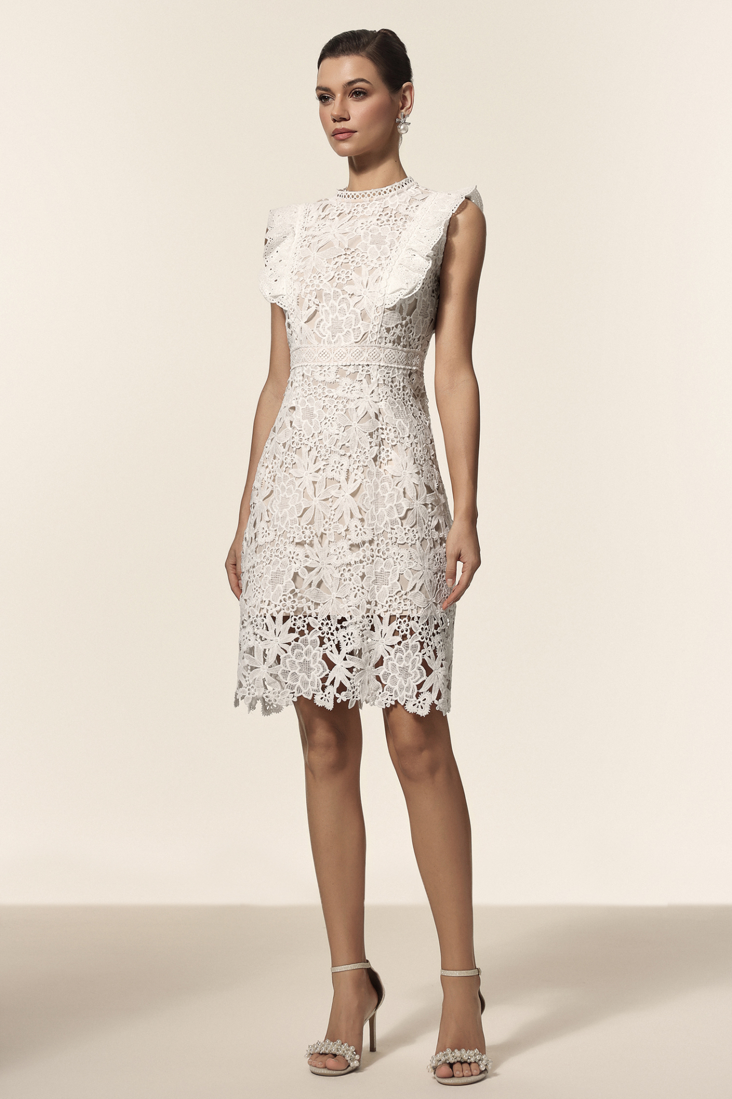 Mailik Round Neck Lace Sleeveless Mini Dress