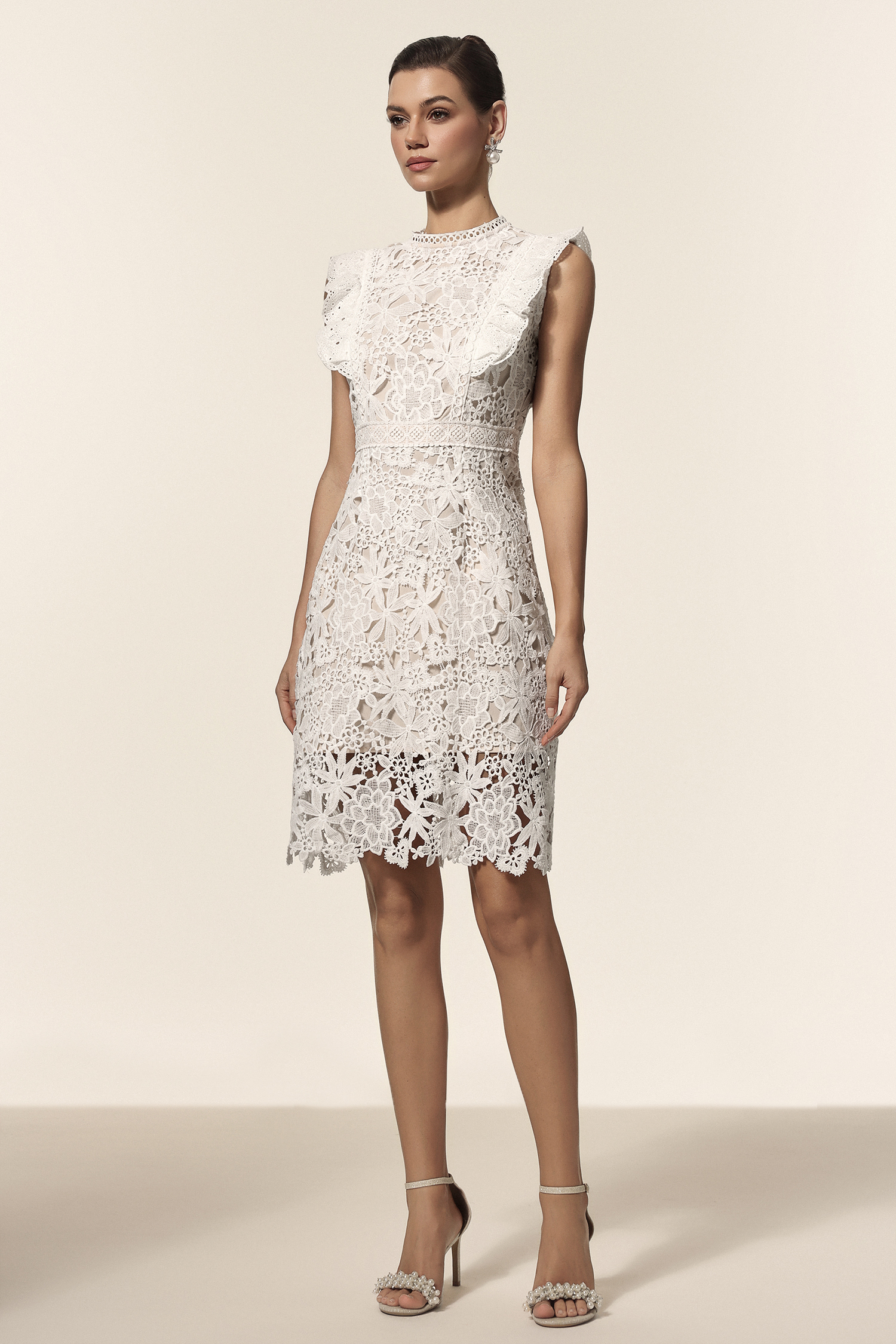 Mailik Round Neck Lace Sleeveless Mini Dress