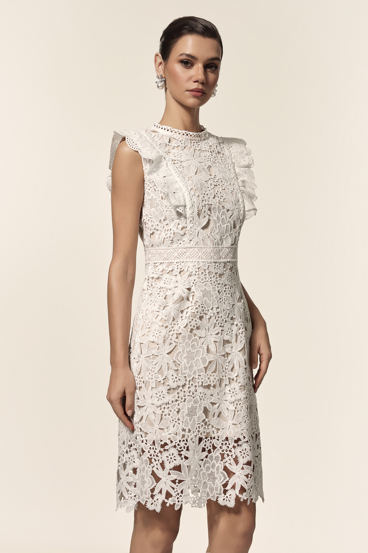 Mailik Round Neck Lace Sleeveless Mini Dress