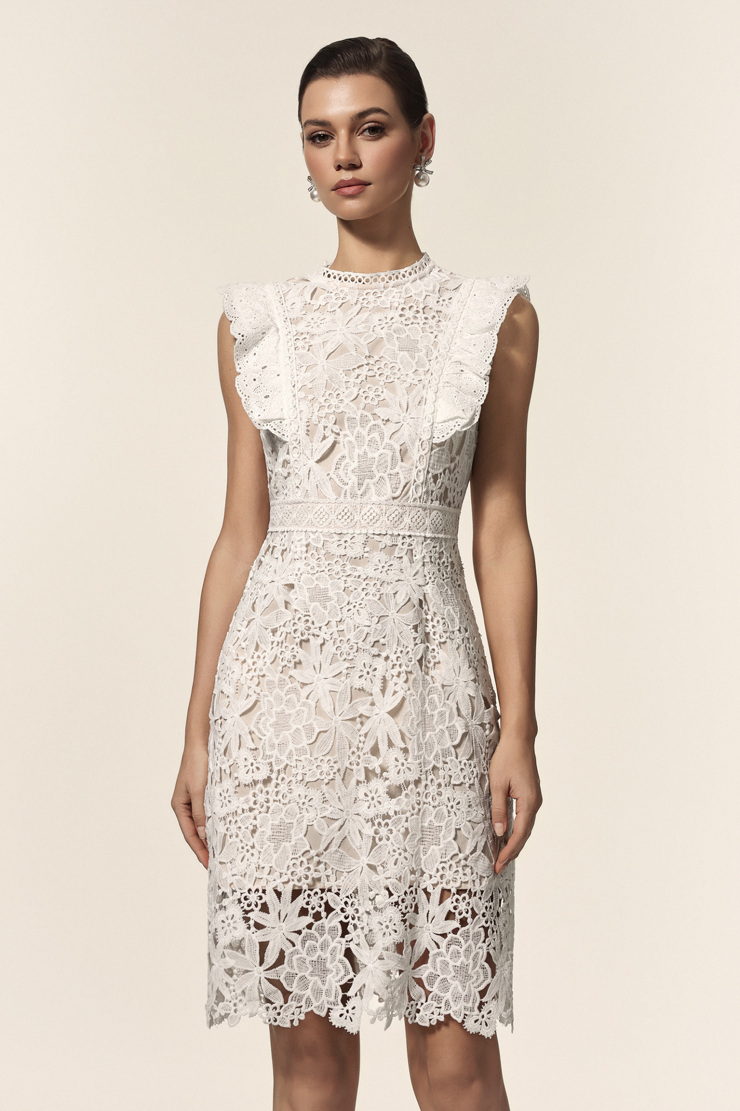 Mailik Round Neck Lace Sleeveless Mini Dress