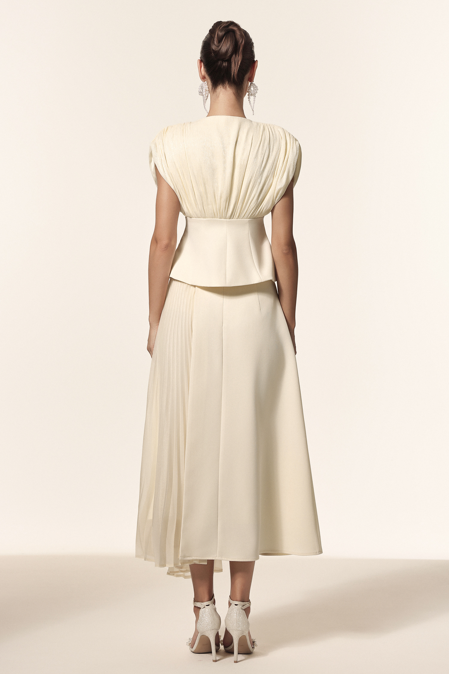 Harli V-Neck Sleeveless Folds Top And Skirt Two-Piece Set