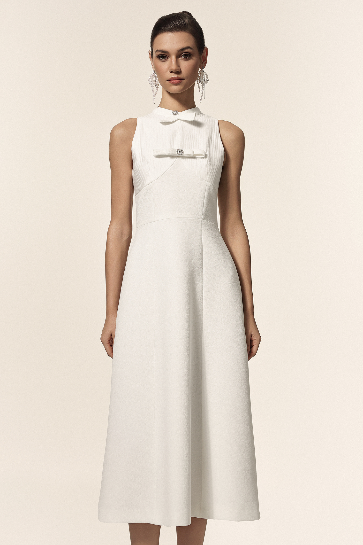 Matne Sleeveless Bowknot Midi Dress