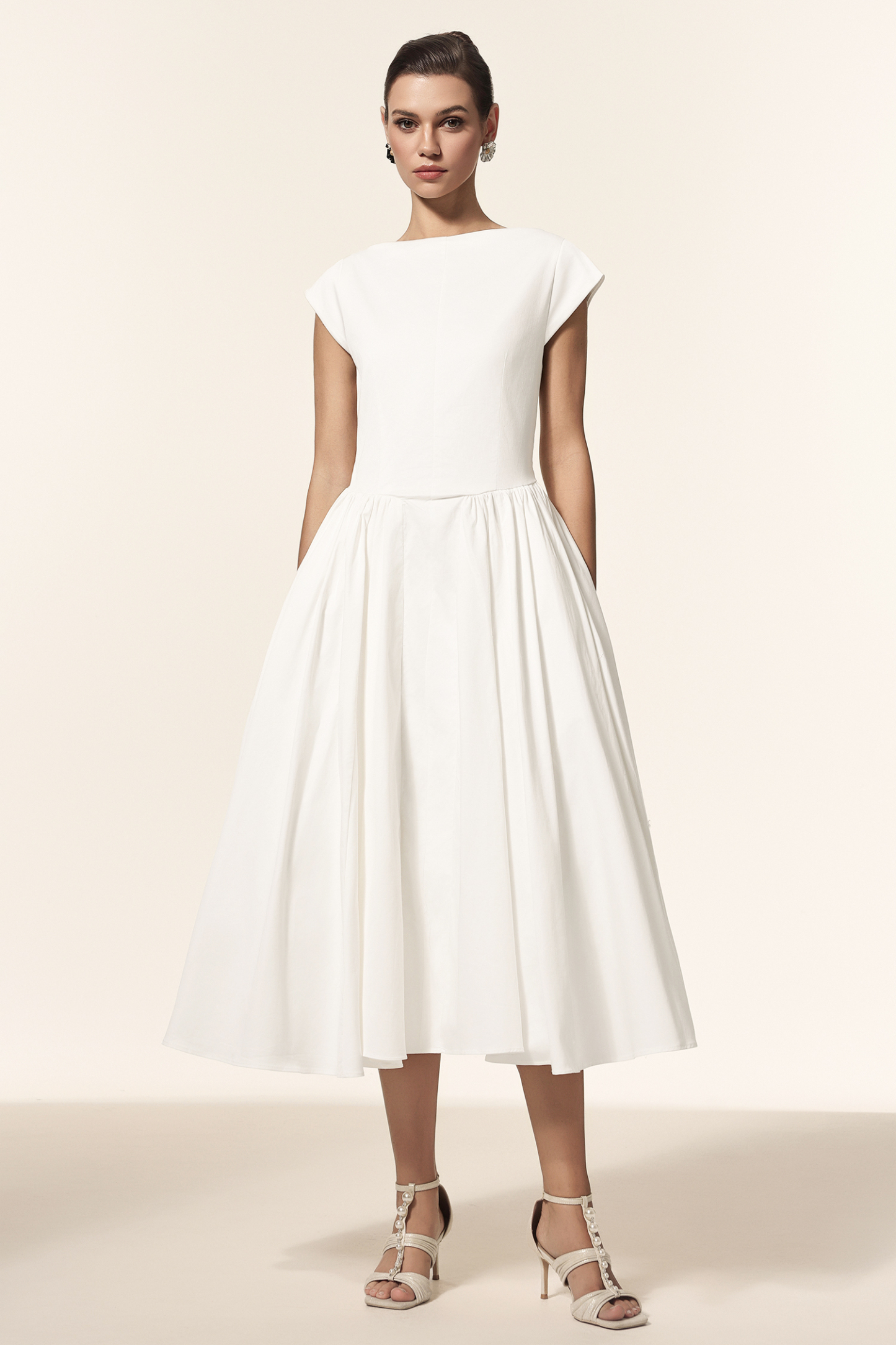 Lillian Sleeveless Folds Midi Dress