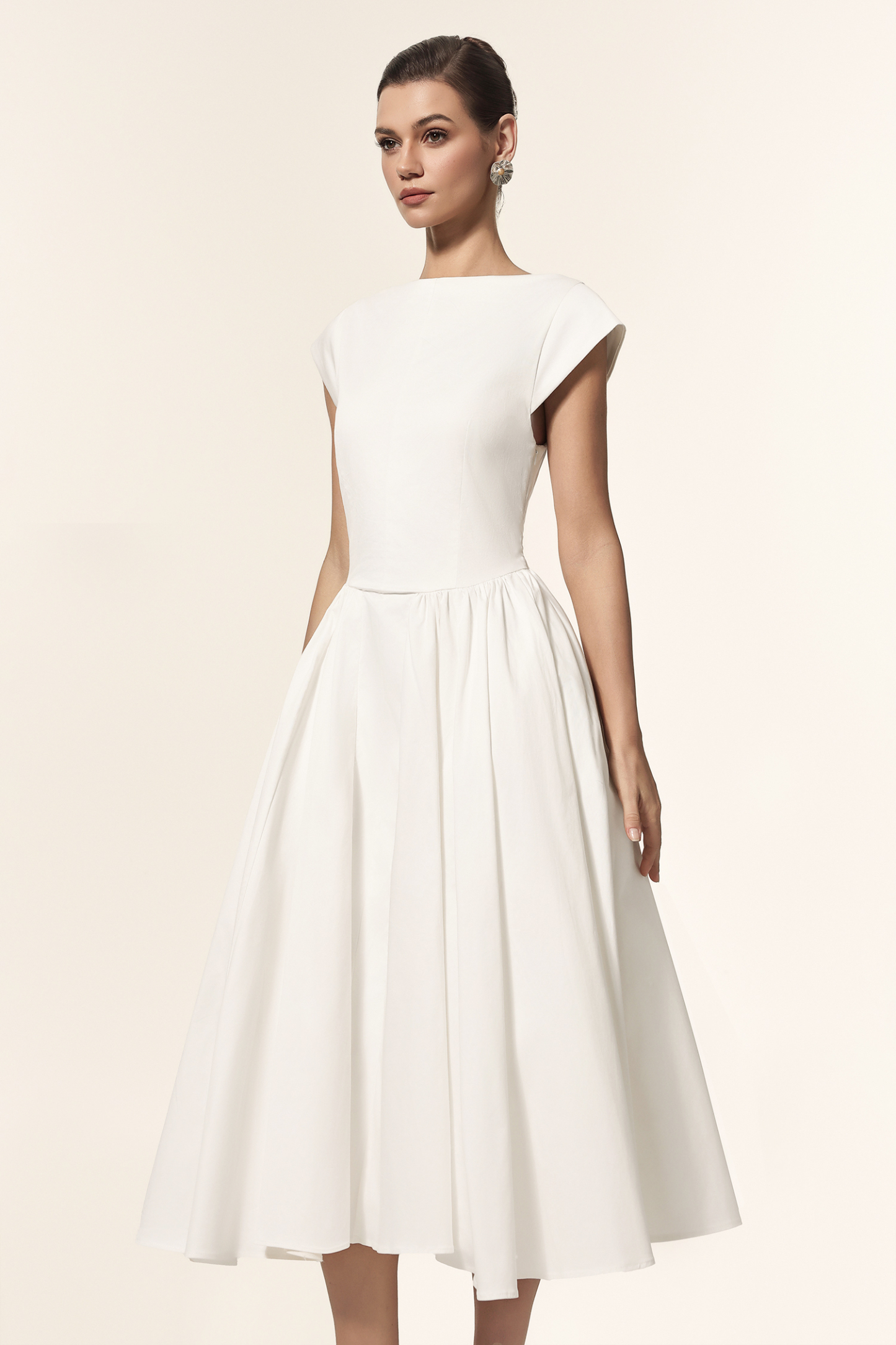 Lillian Sleeveless Folds Midi Dress