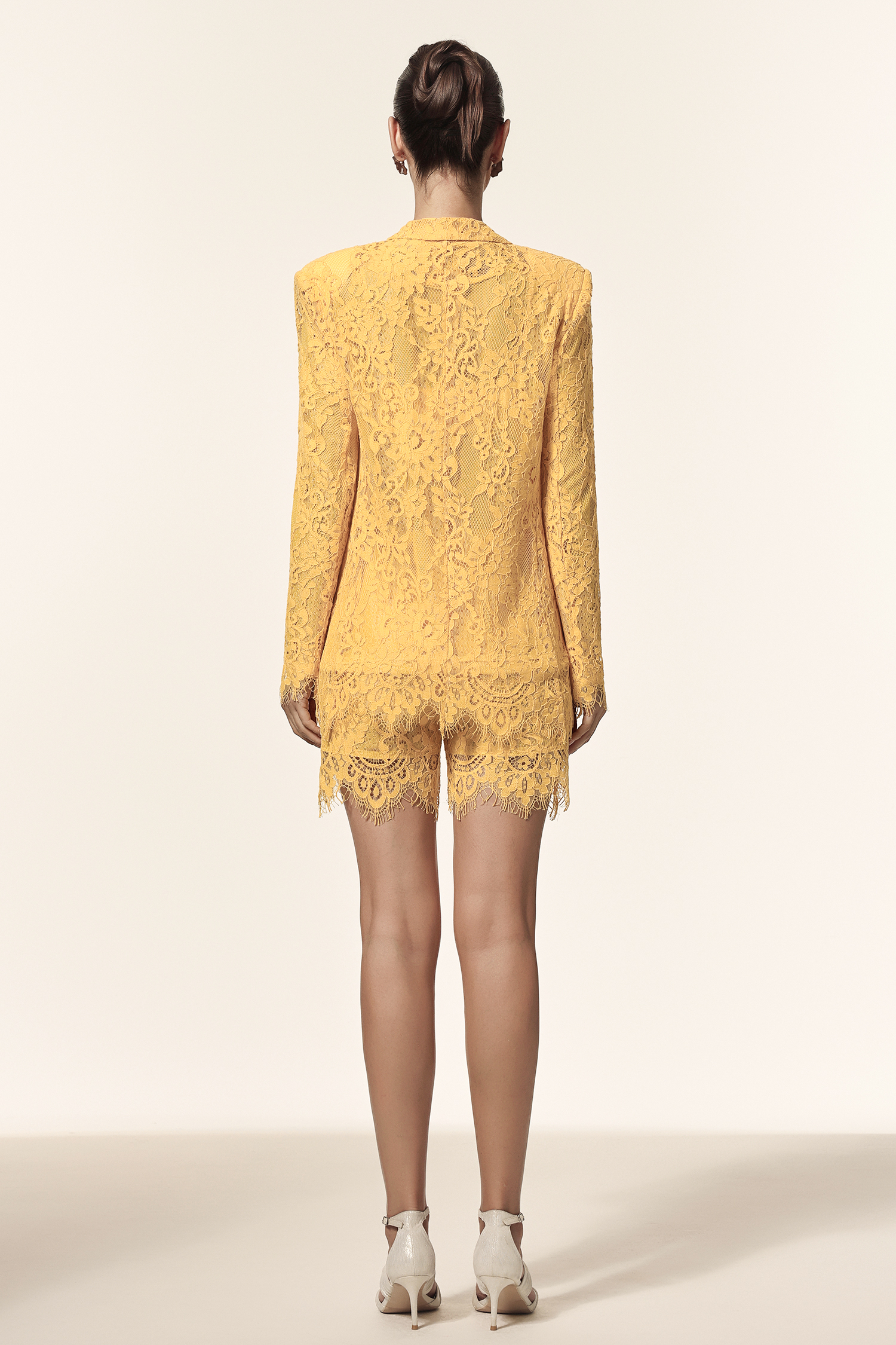 Rosee Halter Long Sleeves Lace Coat And Shorts Three-Piece Set