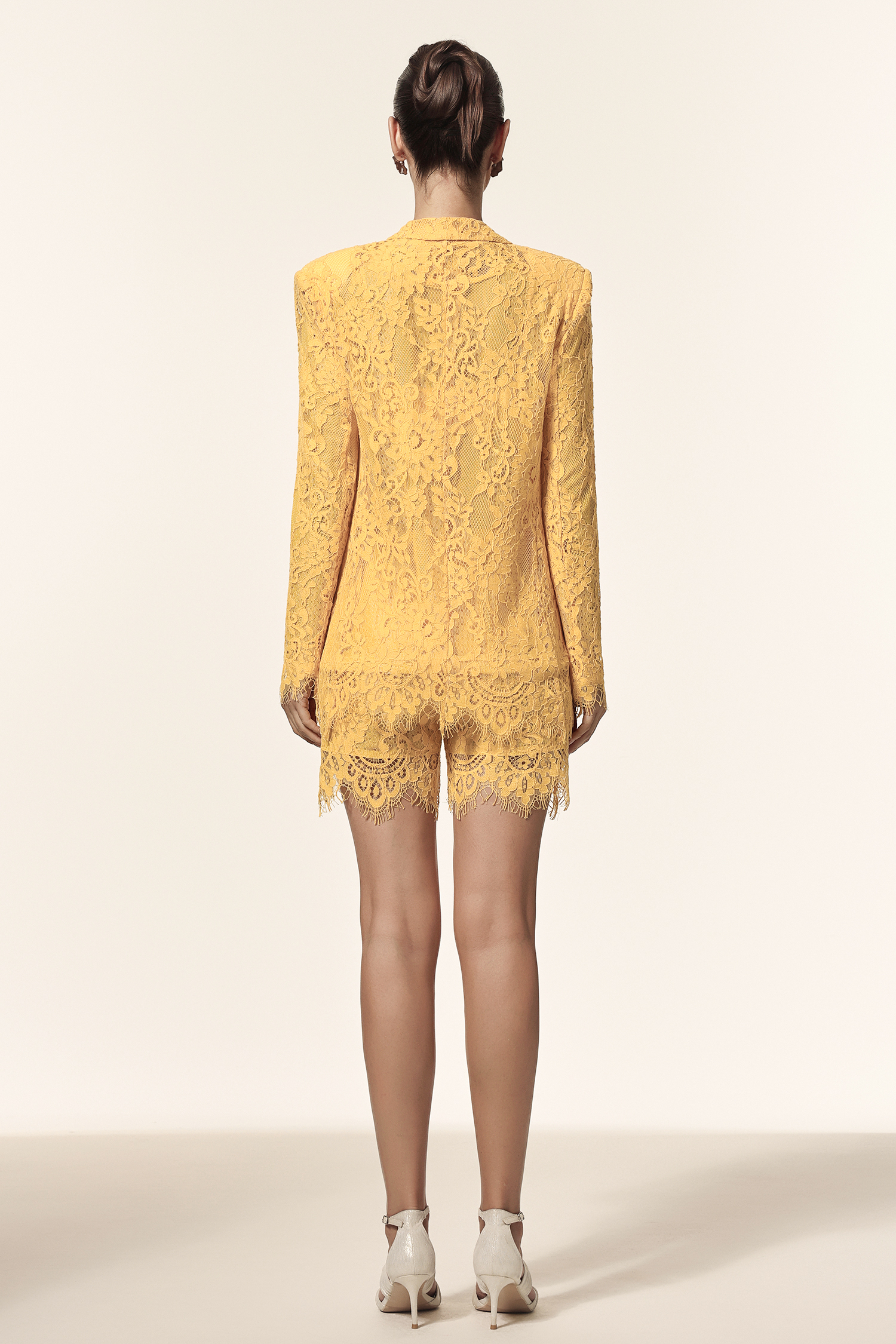 Rosee Halter Long Sleeves Lace Coat And Shorts Three-Piece Set