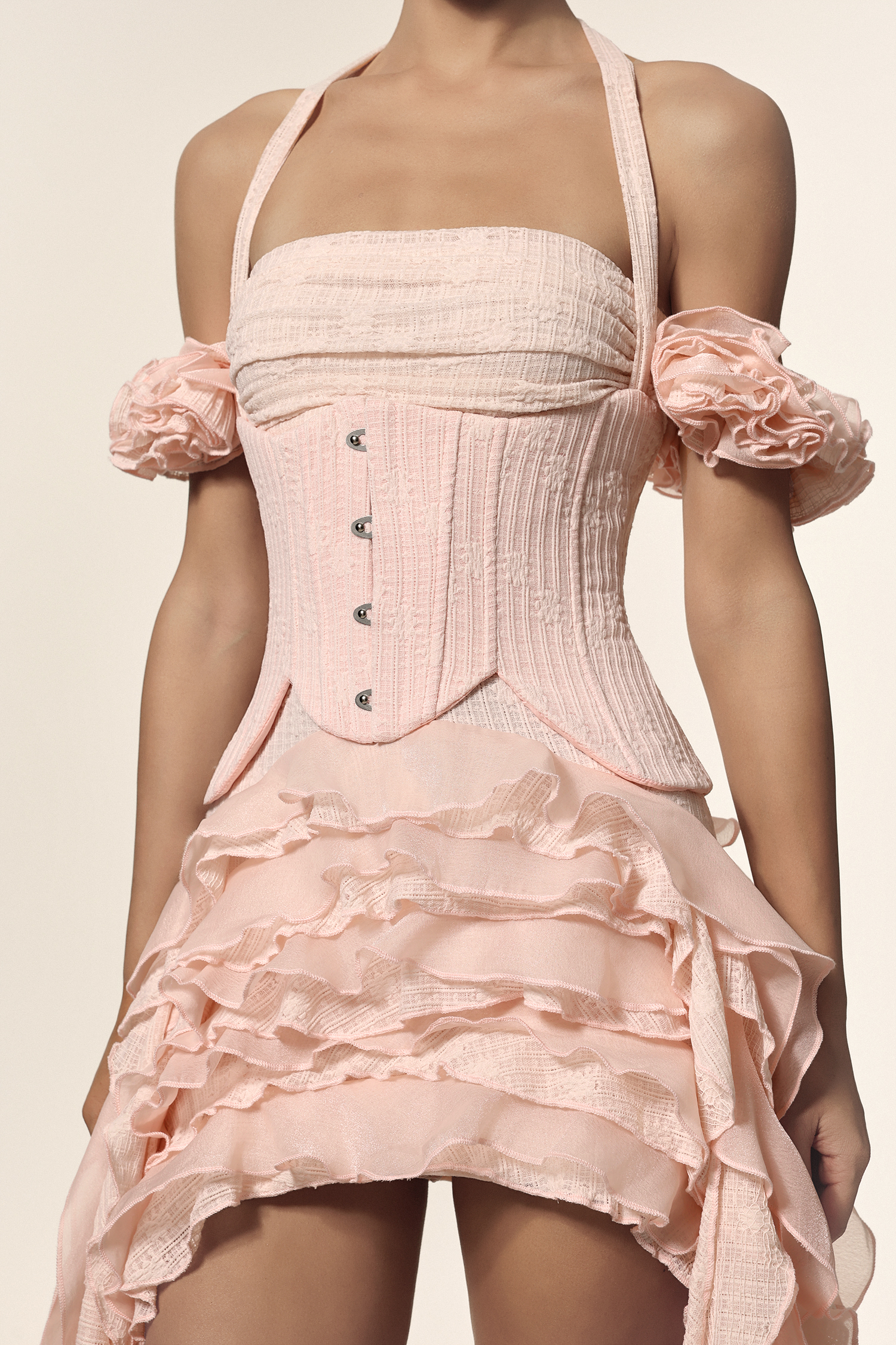 Minola Flowers Folds Streamer Mini Dress